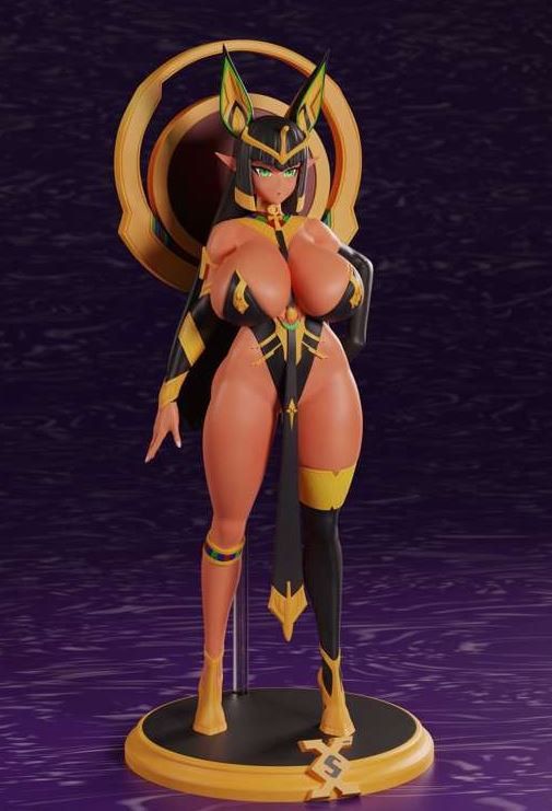 Sekhmet of Death Statue | Last Origin Fan Art by PolyBitsArt SFW,NSFW null