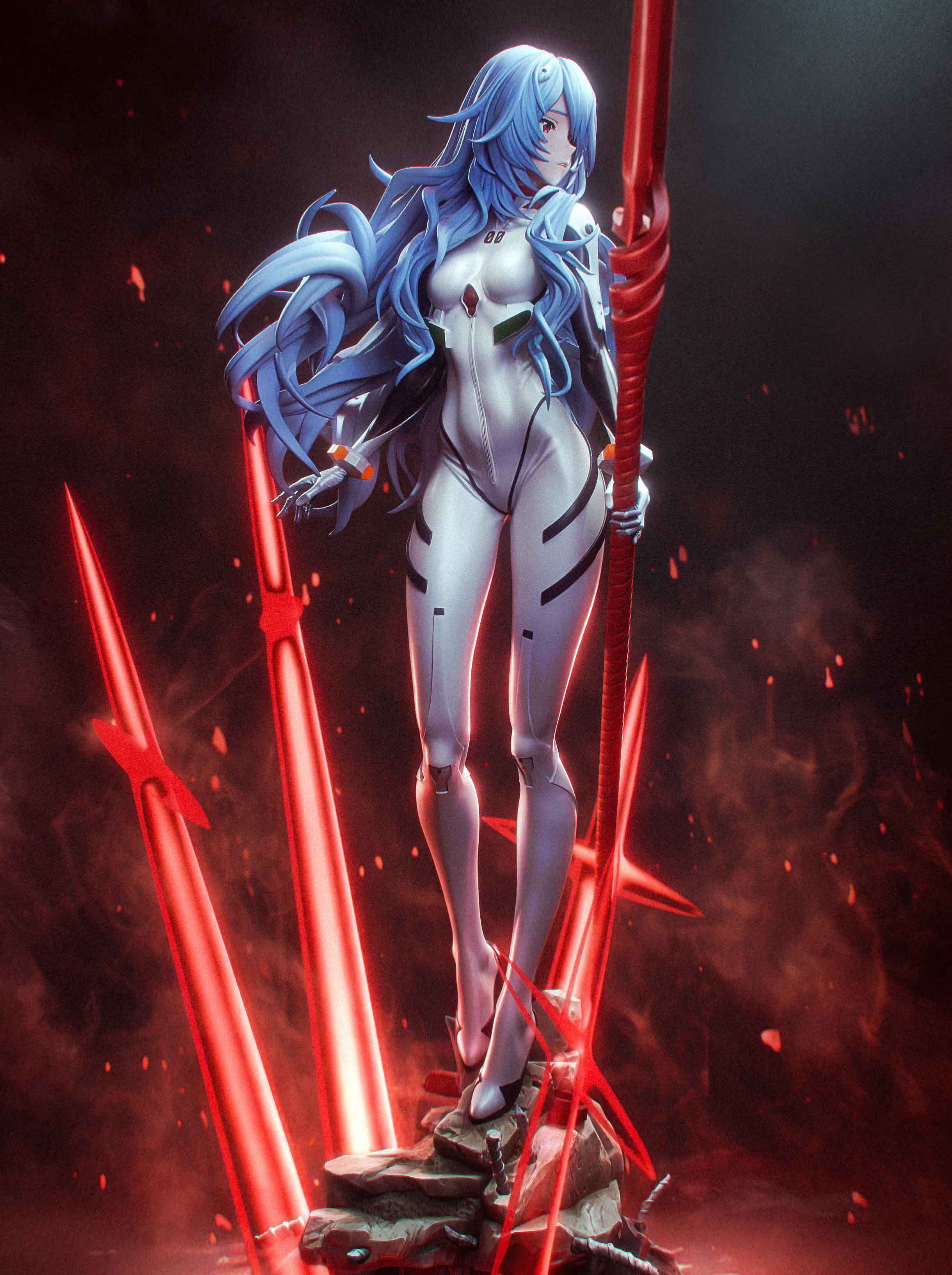 Ayanami Rei Statue | Evangelion Fan Art by Bulkamancer SFW 3d printed statue,3d printed,Ayanami Rei Statue,3d printed figure,Evangelion statue