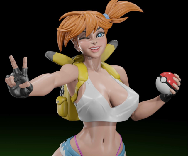Misty Statue | Pokémon Fan Art by Digital Dark SFW,NSFW,Futa 3d printed statue,3d printed,nsfw statue,3d printed figure,futa statue,Pokemon Statue,Misty Statue
