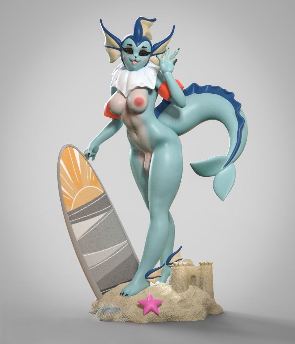 Vaporeon Statue | Pokémon Fan Art by Anyonensfw SFW,NSFW,Futa 3d printed,3d printed statue,nsfw statue,futa statue,furry statue,Vaporeon Statue,Pokémon Statue,futa figurines,futanari figurines,futanari statue