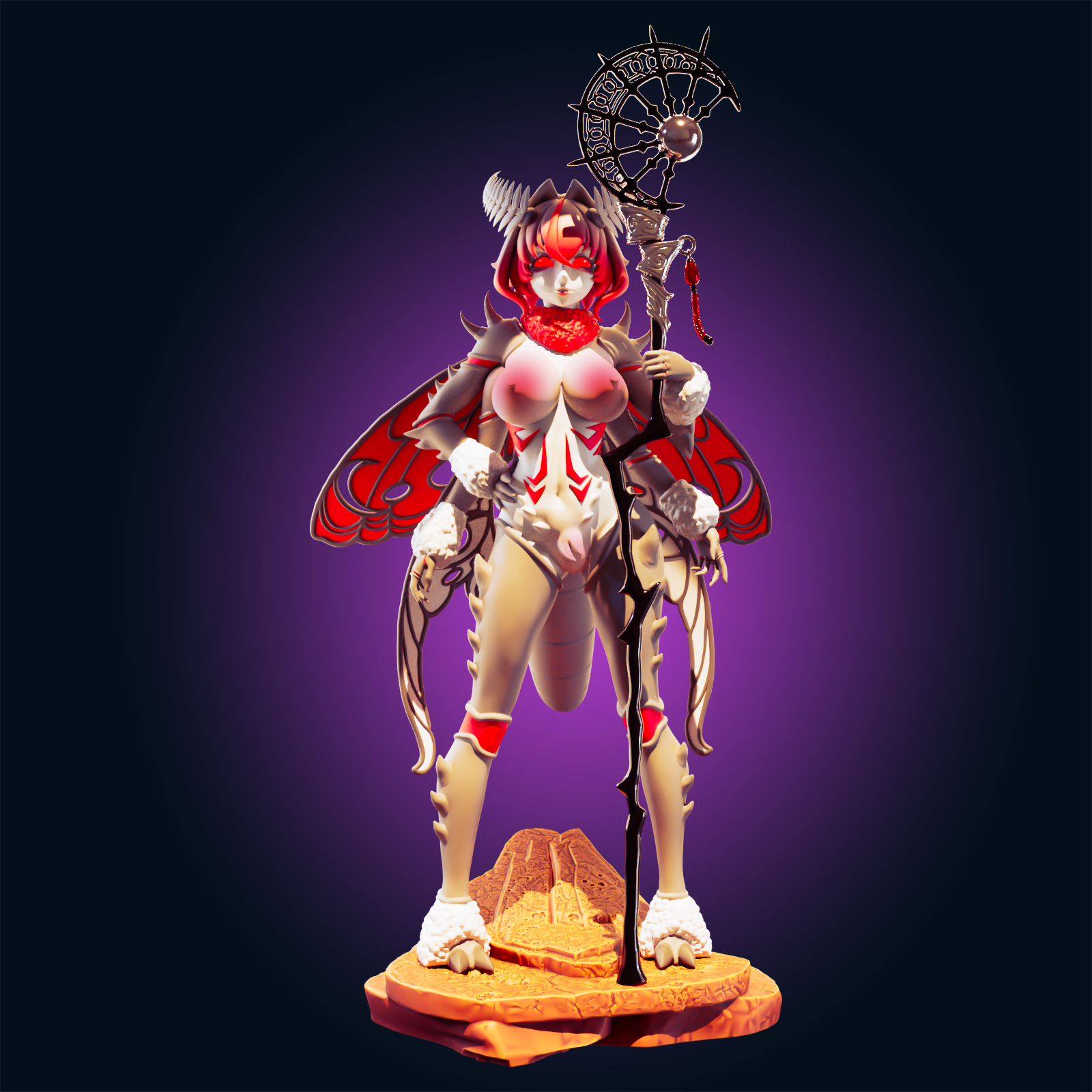 Moth Girl Statue | Monster Girl Fan Art by Officer Rhu SFW,NSFW,Futa 3d printed,Moth Girl statue,futa statue,Monster Girl statue,furry statue,nsfw statue