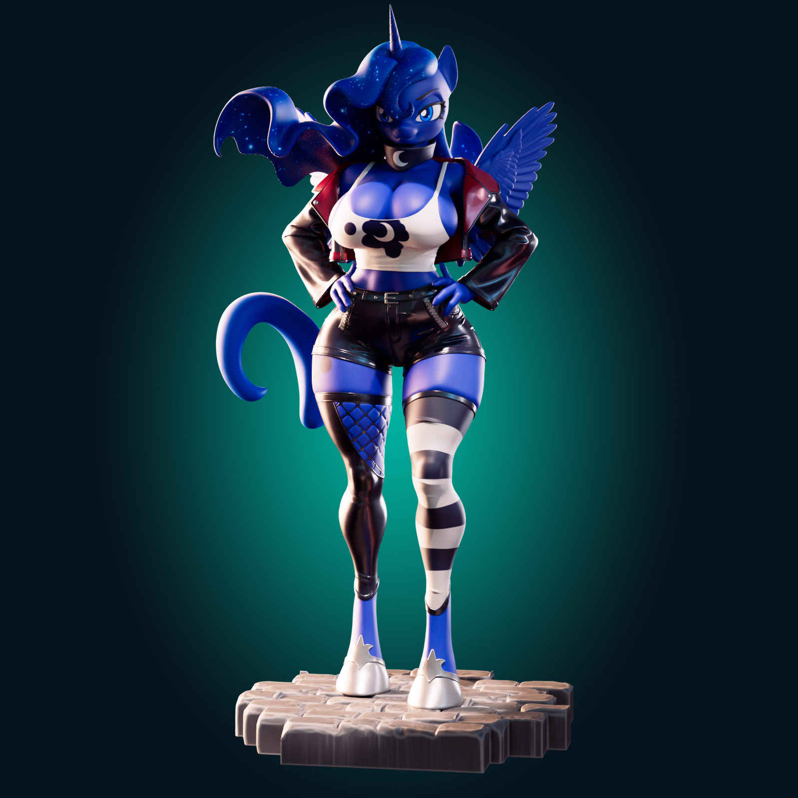Princess Luna Statue | My Little Pony Fan Art by Officer Rhu SFW,NSFW,Futa 3d printed,Princess Luna statue,futa statue,My Little Pony statue,furry statue,nsfw statue