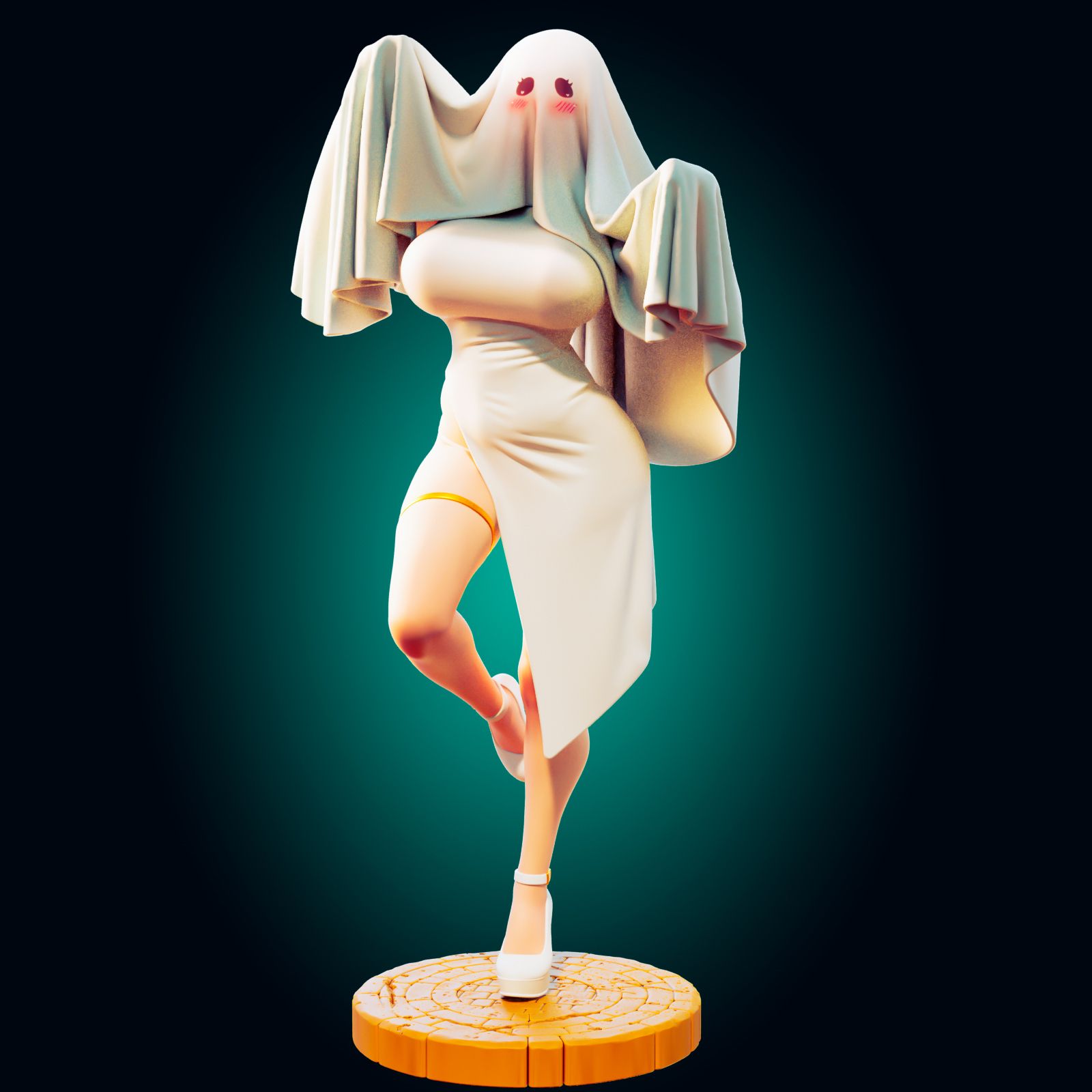 Halloween Ghost Waifu Statue | Monster Girl Fan Art by Officer Rhu SFW,NSFW,Futa 3d printed,Halloween Ghost Waifu statue,futa statue,Monster Girl statue,furry statue,nsfw statue