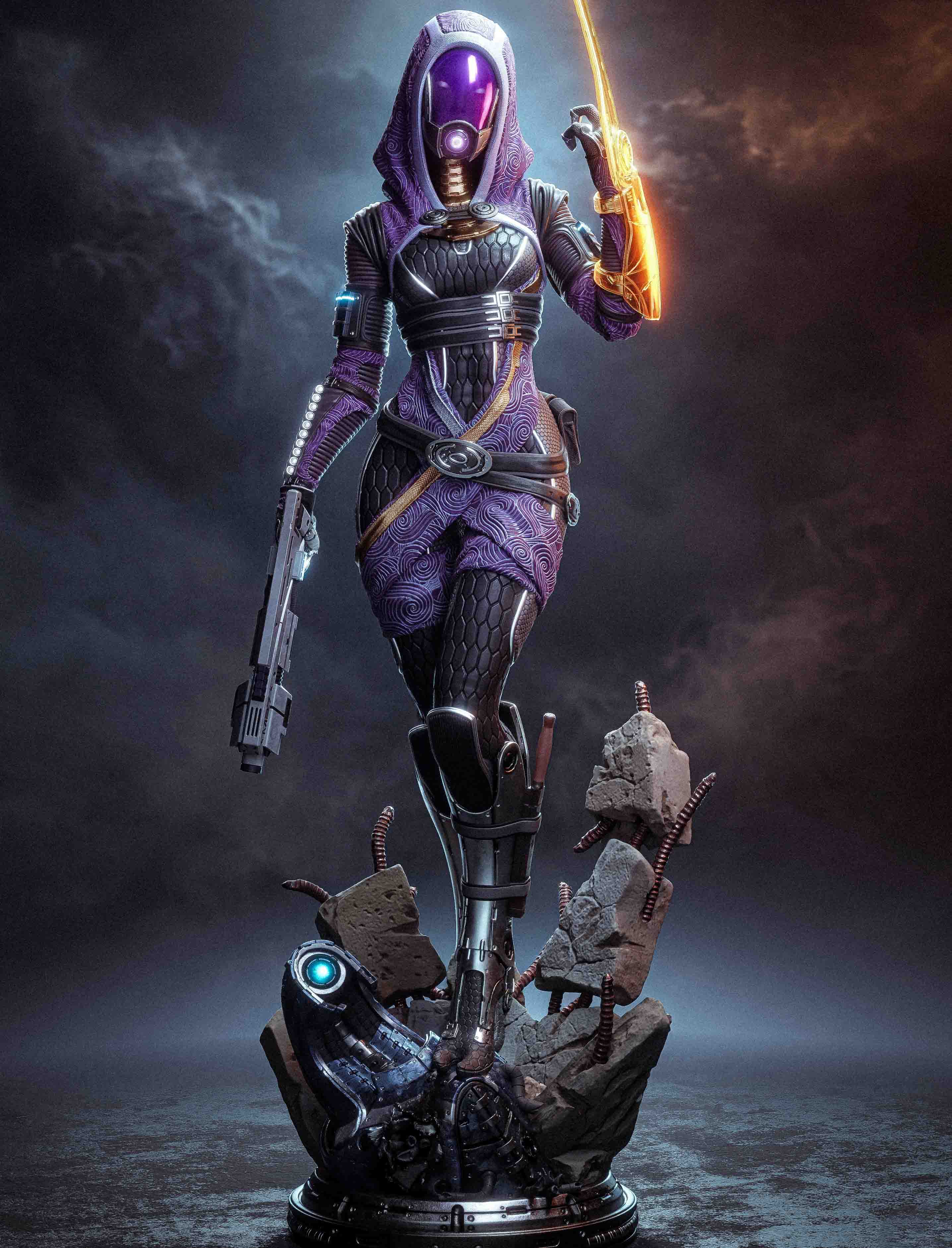 Tali Zorah Statue | Mass Effect Fan Art by Bulkamancer SFW 3d printed statue,3d printed,Tali Zorah Statue,3d printed figure,Mass Effect statue