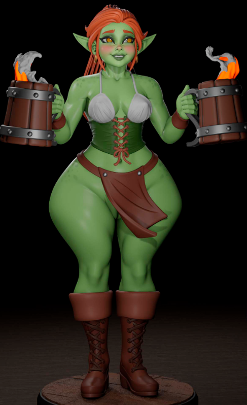 Goblin Girl Barmaid Statue | Original Fan Art by Digital Dark SFW,NSFW,Futa futa statue,3d printed,nsfw statue,Goblin Girl Barmaid Statue,3d printed figure,3d printed