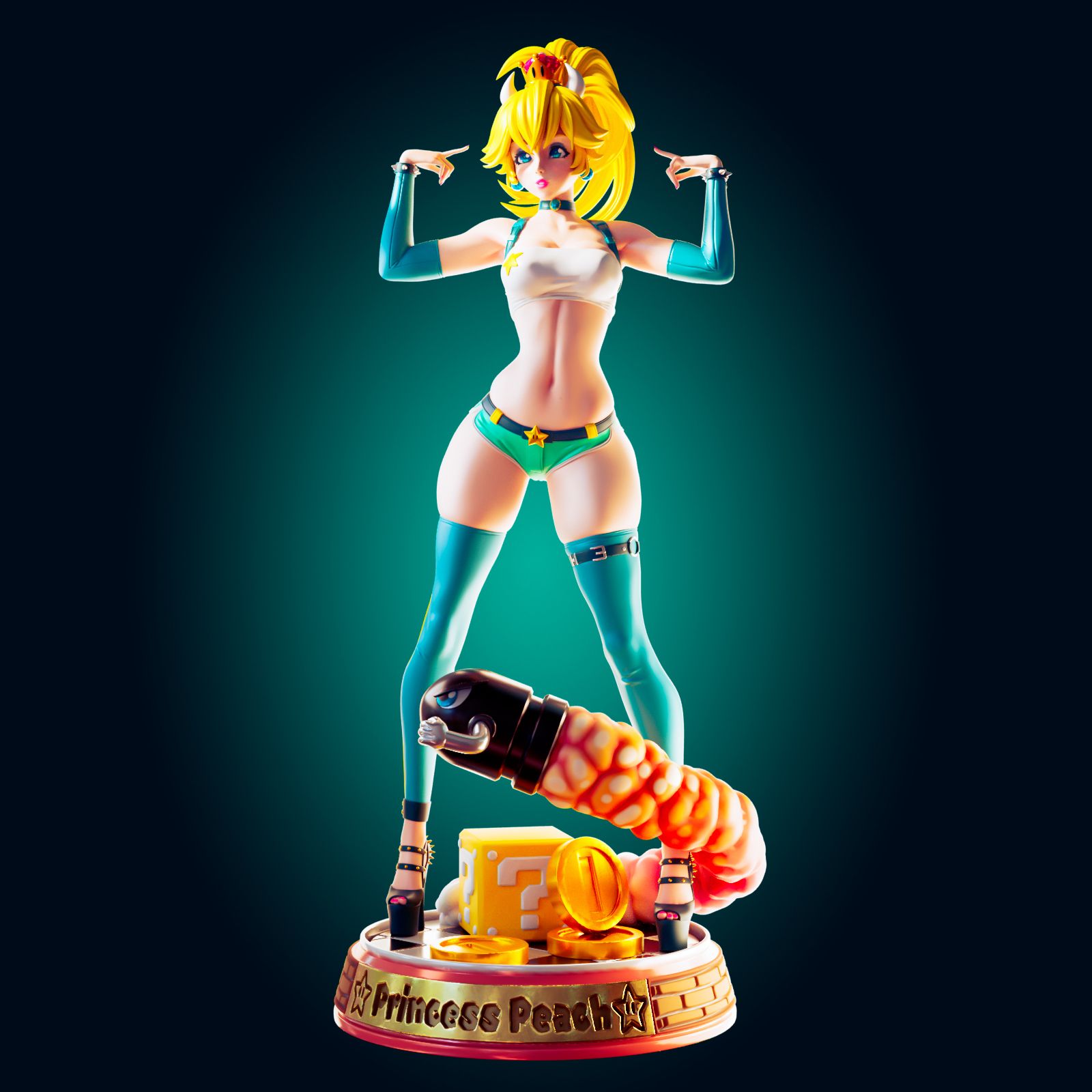 Princess Peach Thin Statue | Super Mario Fan Art by Officer Rhu SFW,NSFW,Futa 3d printed statue,3d printed,nsfw statue,Princess Peach Statue,Super Mario Statue,futa statue