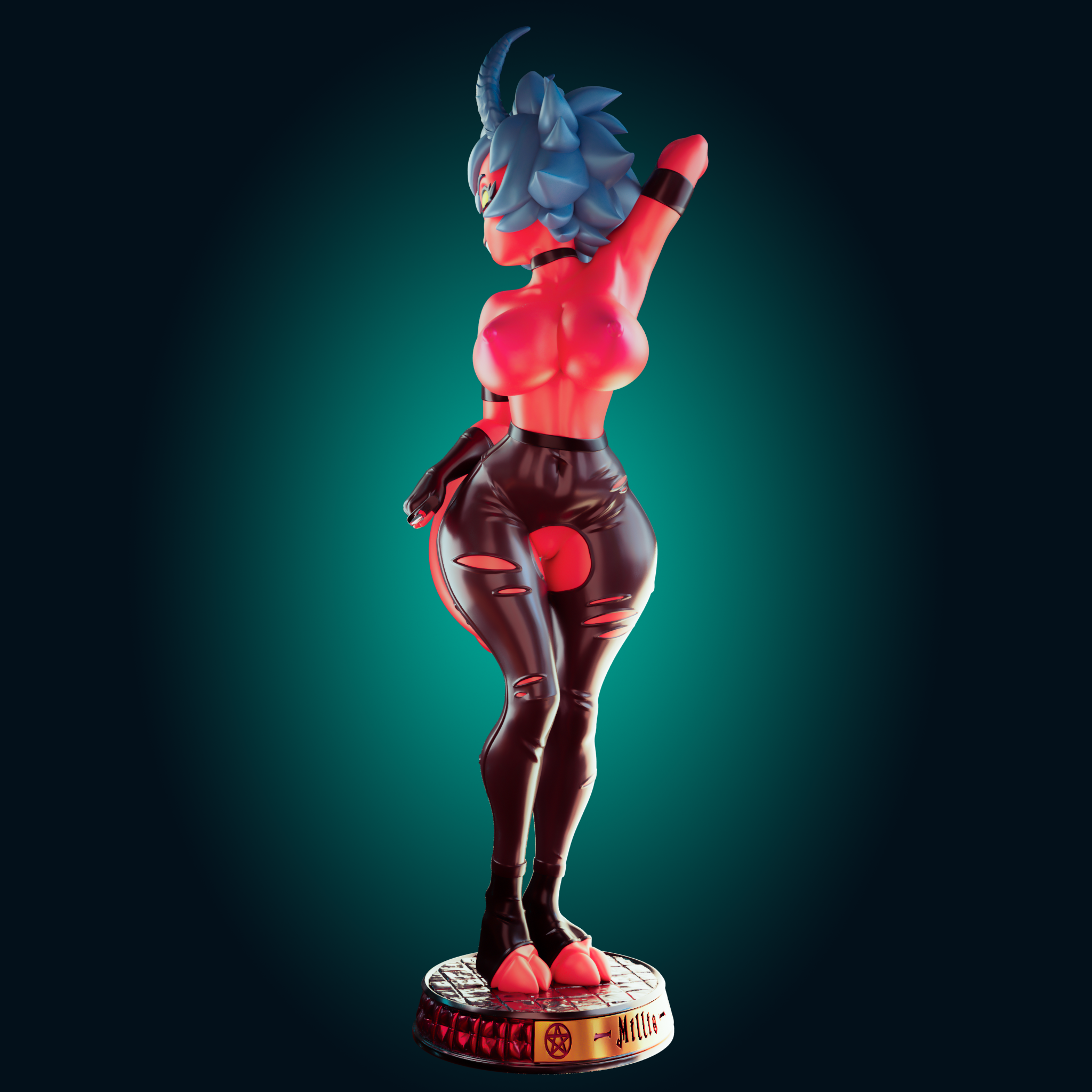 Millie Statue | Helluva Boss Fan Art by Officer Rhu SFW,NSFW,Futa 3d printed statue,3d printed,nsfw statue,futa statue,Millie Statue,Helluva Boss Statue