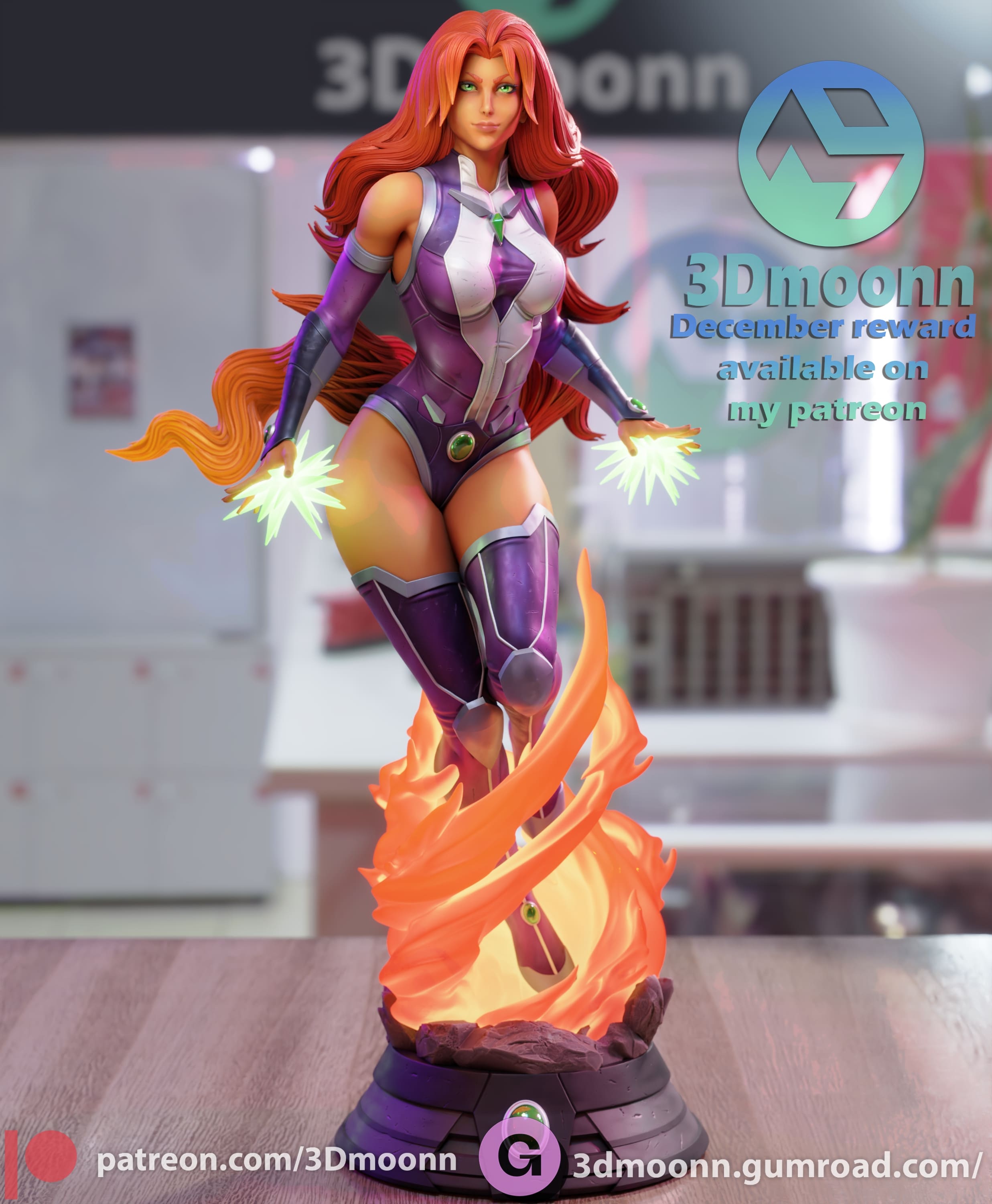 Starfire Statue | DC Fan Art by 3Dmoonn