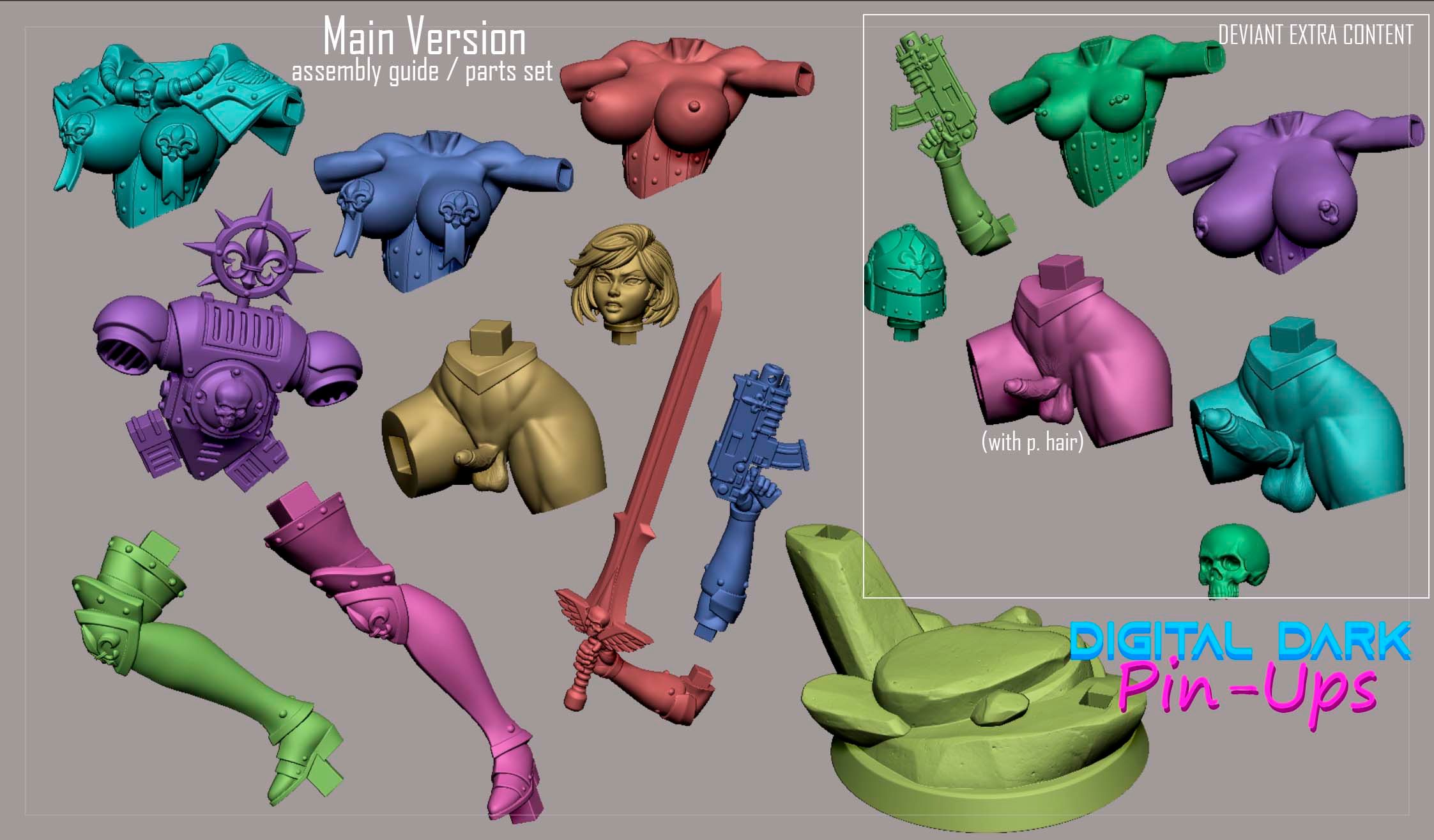 Battle Thick 2 Statue | 40k Fan Art by Digital Dark SFW,NSFW,Futa 3d printed statue,3d printed,nsfw statue,3d printed figure,Battle Thick 2 Statue,Warhammer 40k,futa statue