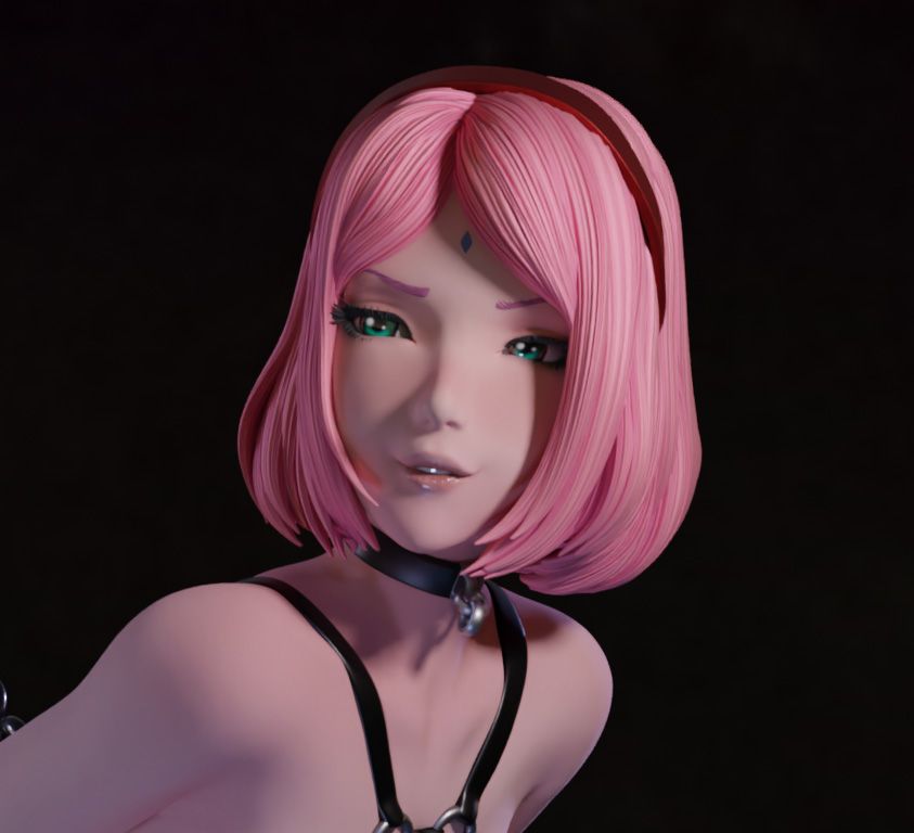 Sakura Chained Statue | Naruto Fan Art by Momoji3d SFW,NSFW 3d printed,3d printed statue,nsfw statue,Sakura statue,Naruto statue