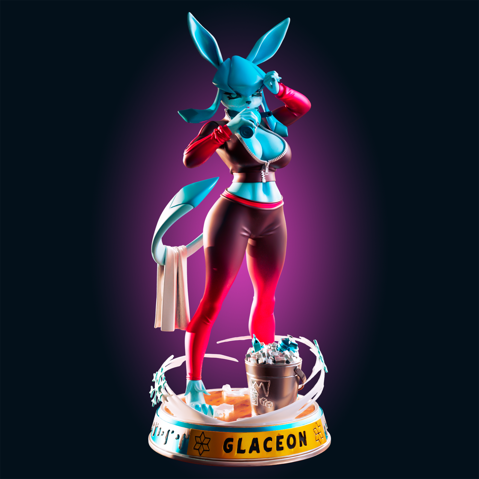 Glaceon Statue | Pokémon Fan Art by Officer Rhu SFW,NSFW,Futa 3d printed statue,3d printed,nsfw statue,futa statue,Glaceon Statue,pokemon statue