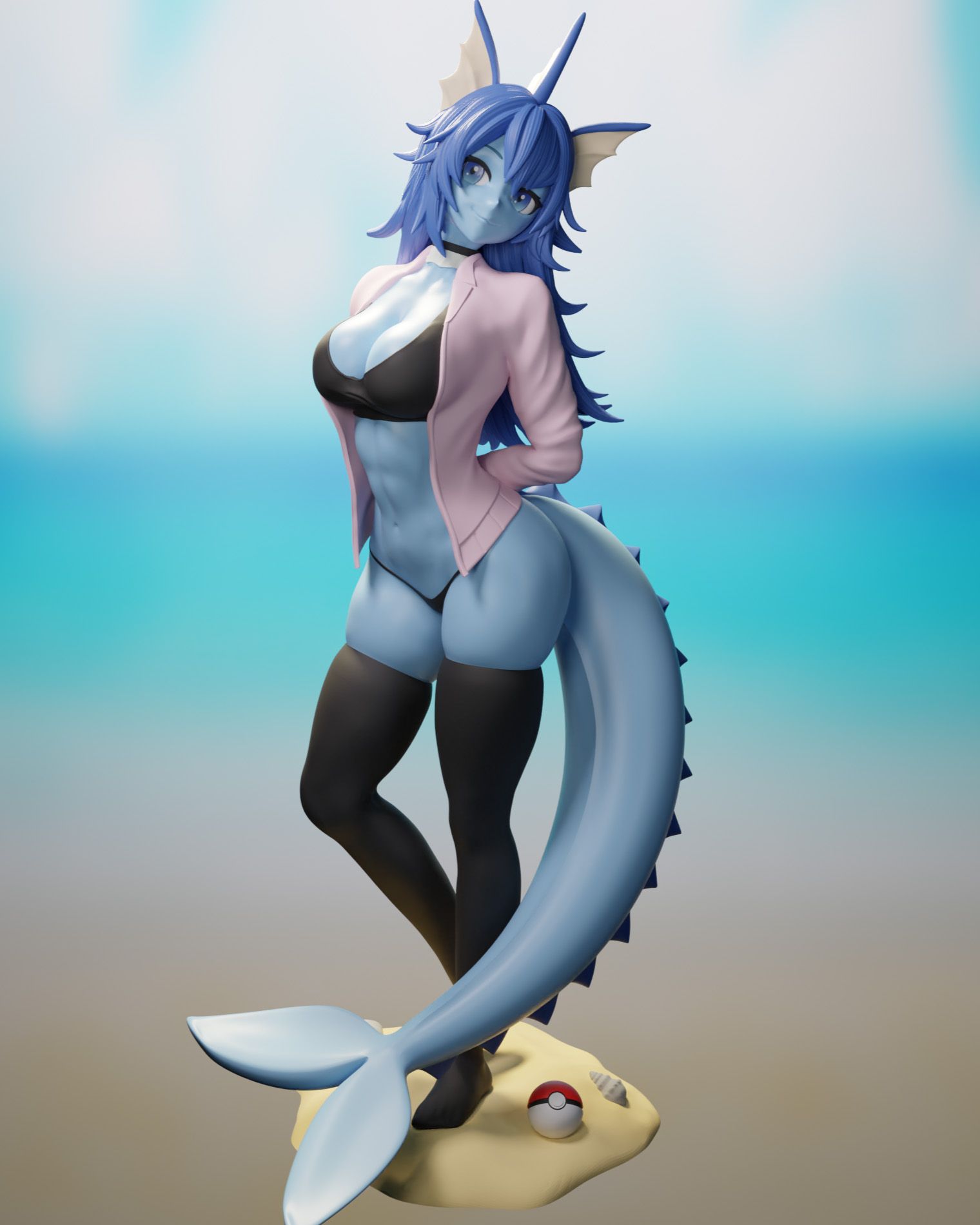 Vaporeon Statue | Pokémon Fan Art by FunserviceSTL SFW,NSFW,Futa 3d printed,3d printed statue,nsfw statue,futa statue,furry statue,Vaporeon Statue,Pokémon Statue,futa figurines,futanari figurines,futanari statue