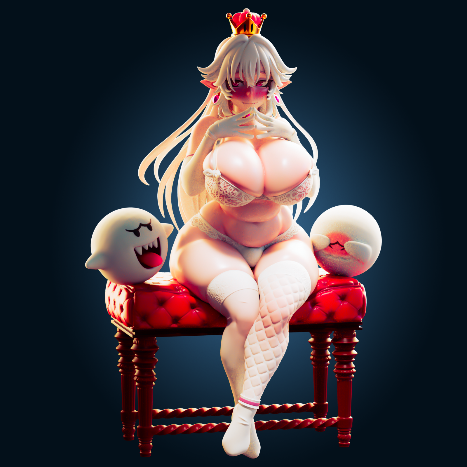 Princess Booette Shy & Chubby Statue | Super Mario Fan Art by Officer Rhu SFW,NSFW,Futa 3d printed,Princess Booette statue,futa statue,Super Mario statue,furry statue,nsfw statue