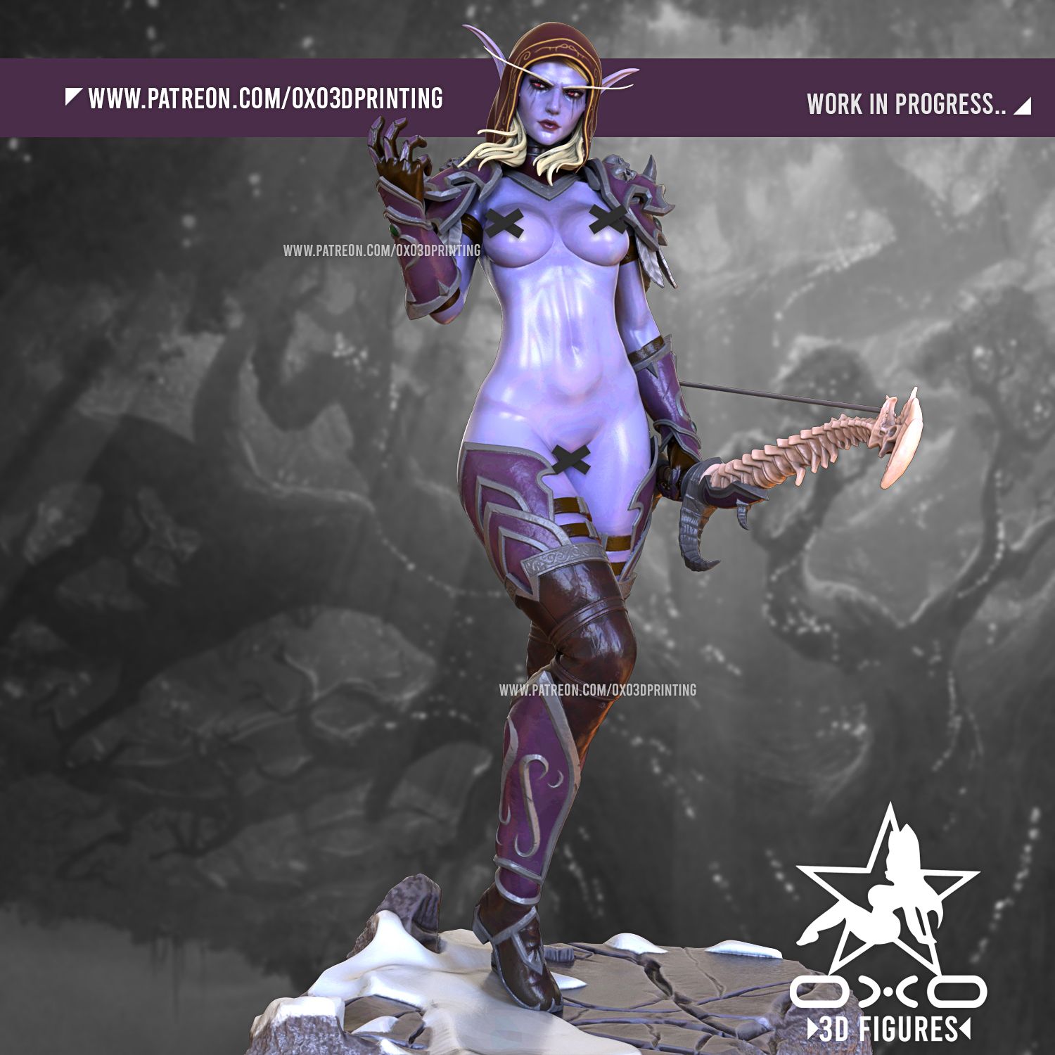 Sylvanas Windrunner Statue | World of Warcraft Fan Art by OXO3D SFW,NSFW 3d printed statue,3d printed,nsfw statue,3d printed figure,Sylvanas Windrunner Statue,World of Warcraft