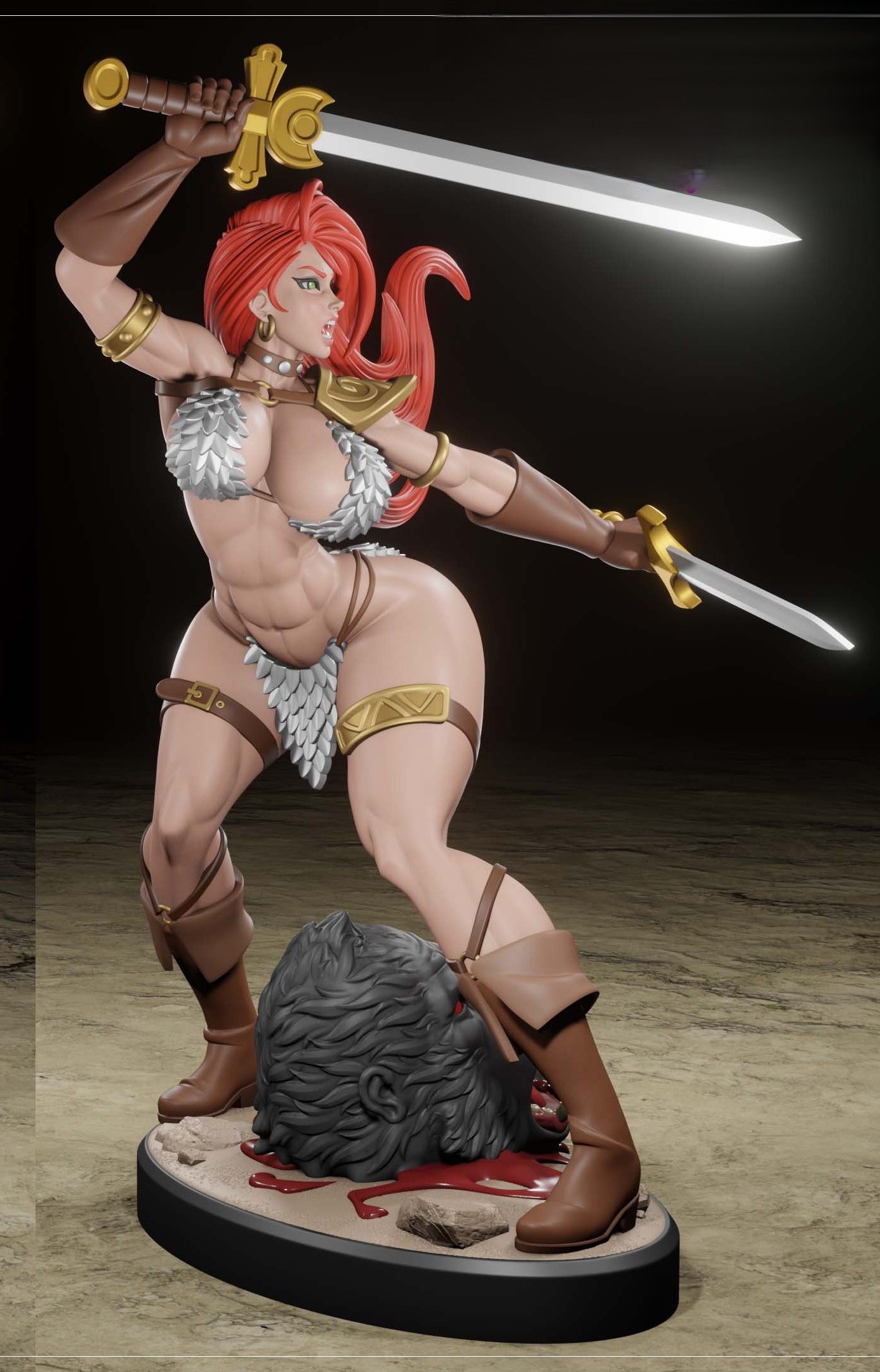 Red Sonja Statue | Marvel Fan Art by Digital Dark SFW,NSFW,Futa futa statue,3d printed,nsfw statue,Red Sonja Statue,3d printed figure,Marvel Statue