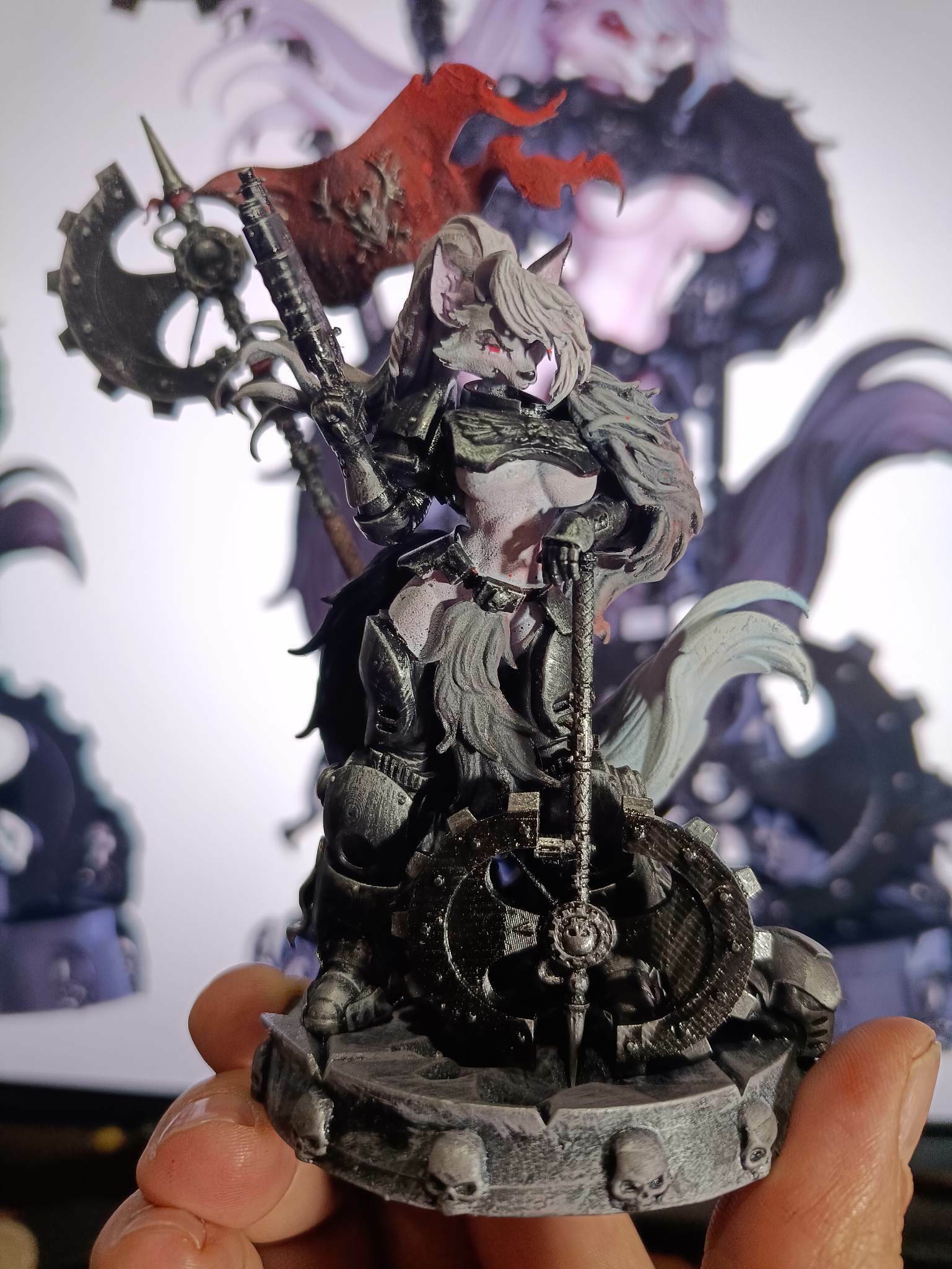 Loona Space wolf Statue | Helluva Boss Fan Art by SHAMMALAMMAMUMU SFW null