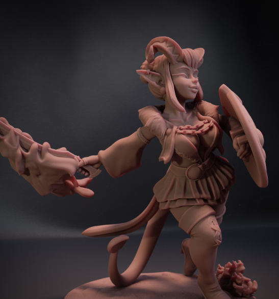 Fire Dancer Tiefling Miniature | DnD Fan Art by Jigglystix SFW 3d printed,miniature,dnd miniature,Fire Dancer Tiefling,3d printed miniature