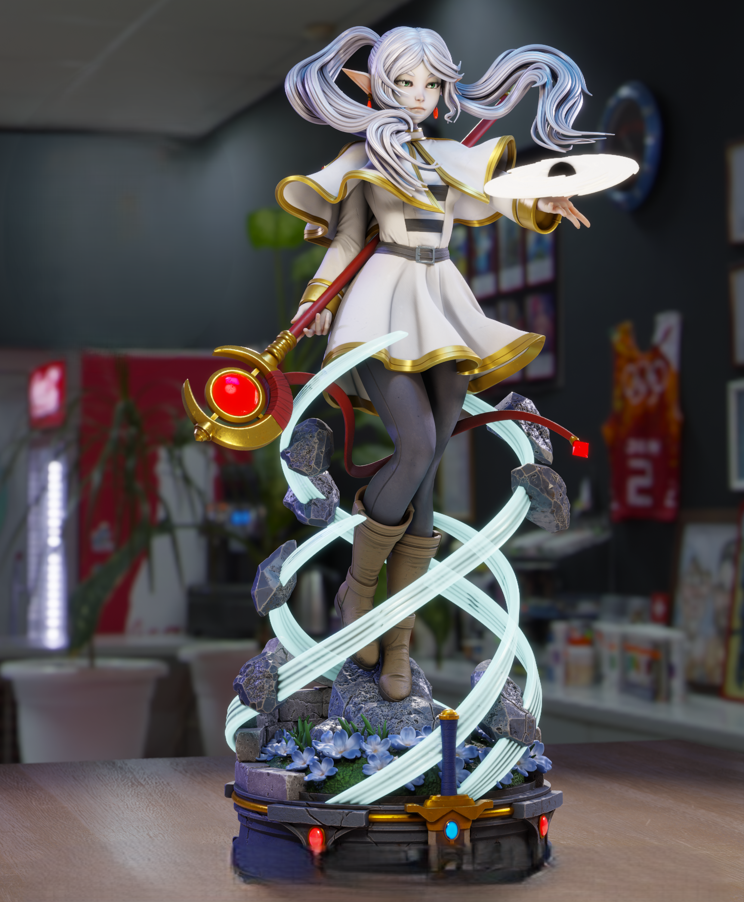 Frieren Statue | Frieren: Beyond Journey's End Fan Art by 3Dmoonn SFW 3d printed,3d printed statue,Frieren Statue,Frieren: Beyond Journey's End statue