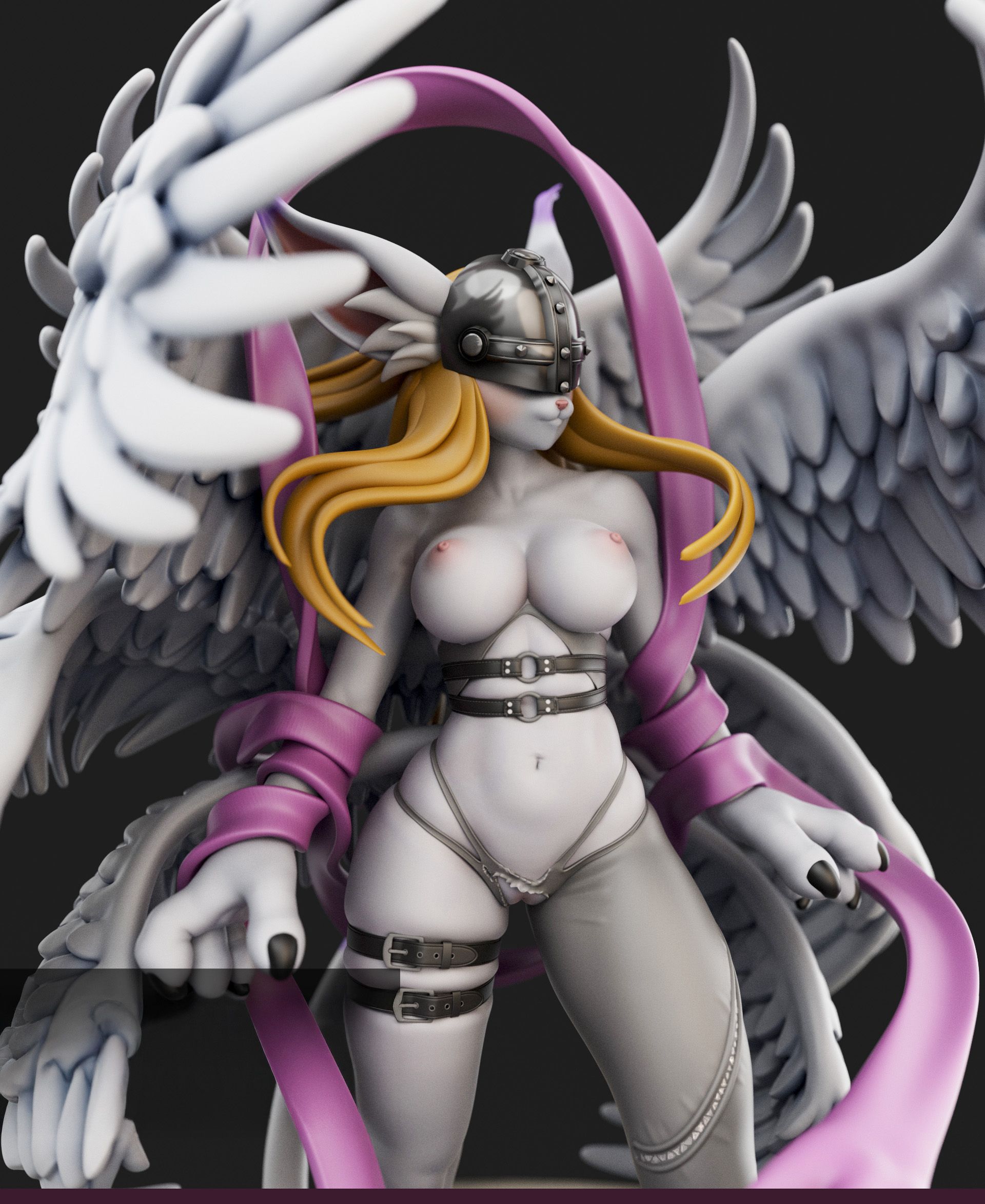 Angewomon Furry Statue | Digimon Fan Art by Anyonensfw SFW,NSFW 3d printed statue,3d printed,nsfw statue,3d printed figure,Angewomon Statue,furry statue,Digimon Statue