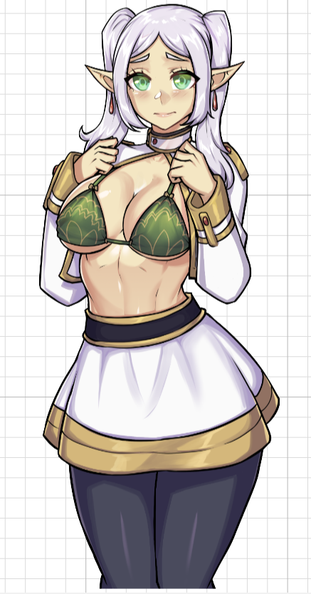 Frieren Stripgame V1 Sticker | Frieren: Beyond Journey's End Vinyl Sticker SFW,NSFW sfw sticker,Frieren Stripgame sticker,nsfw sticker,Frieren: Beyond Journey's stickers,anime girl sticker