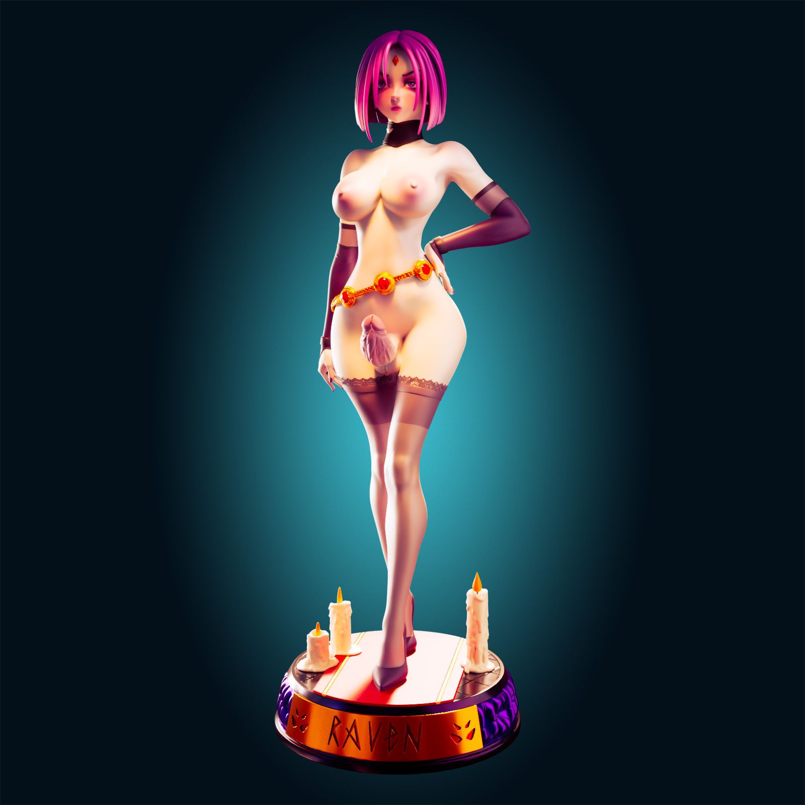 Raven Statue | DC Fan Art by Officer Rhu SFW,NSFW,Futa 3d printed statue,3d printed,futa statue,nsfw statue,Raven Statue,DC Statue