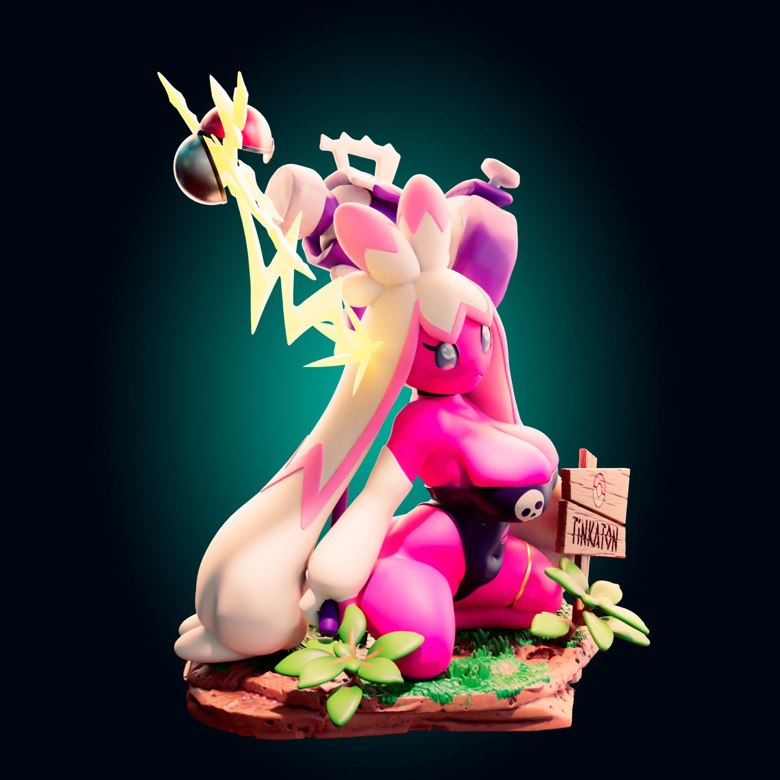 Tinkaton Short Statue | Pokémon Fan Art by Officer Rhu SFW,NSFW,Futa 3d printed,Tinkaton statue,futa statue,pokemon statue,furry statue,nsfw statue