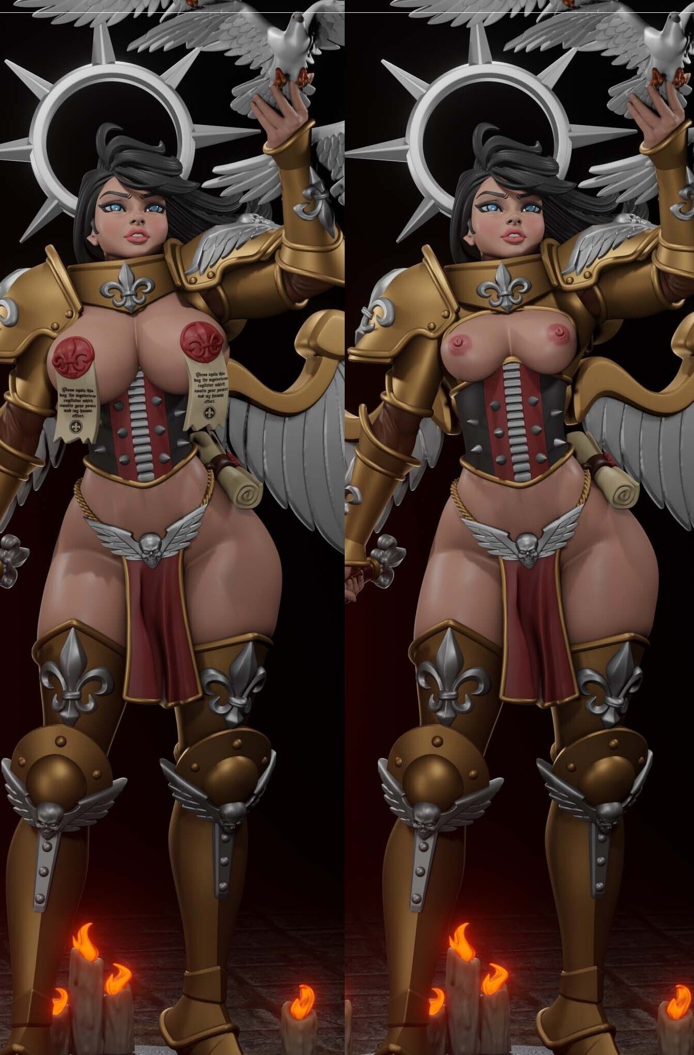 Battle Thicc Saint Celeste Statue | 40k Fan Art by Digital Dark SFW,NSFW,Futa 3d printed statue,3d printed,nsfw statue,futa statue,3d printed figure,Battle Thicc Saint Celeste Statue,warhammer 40k statue 