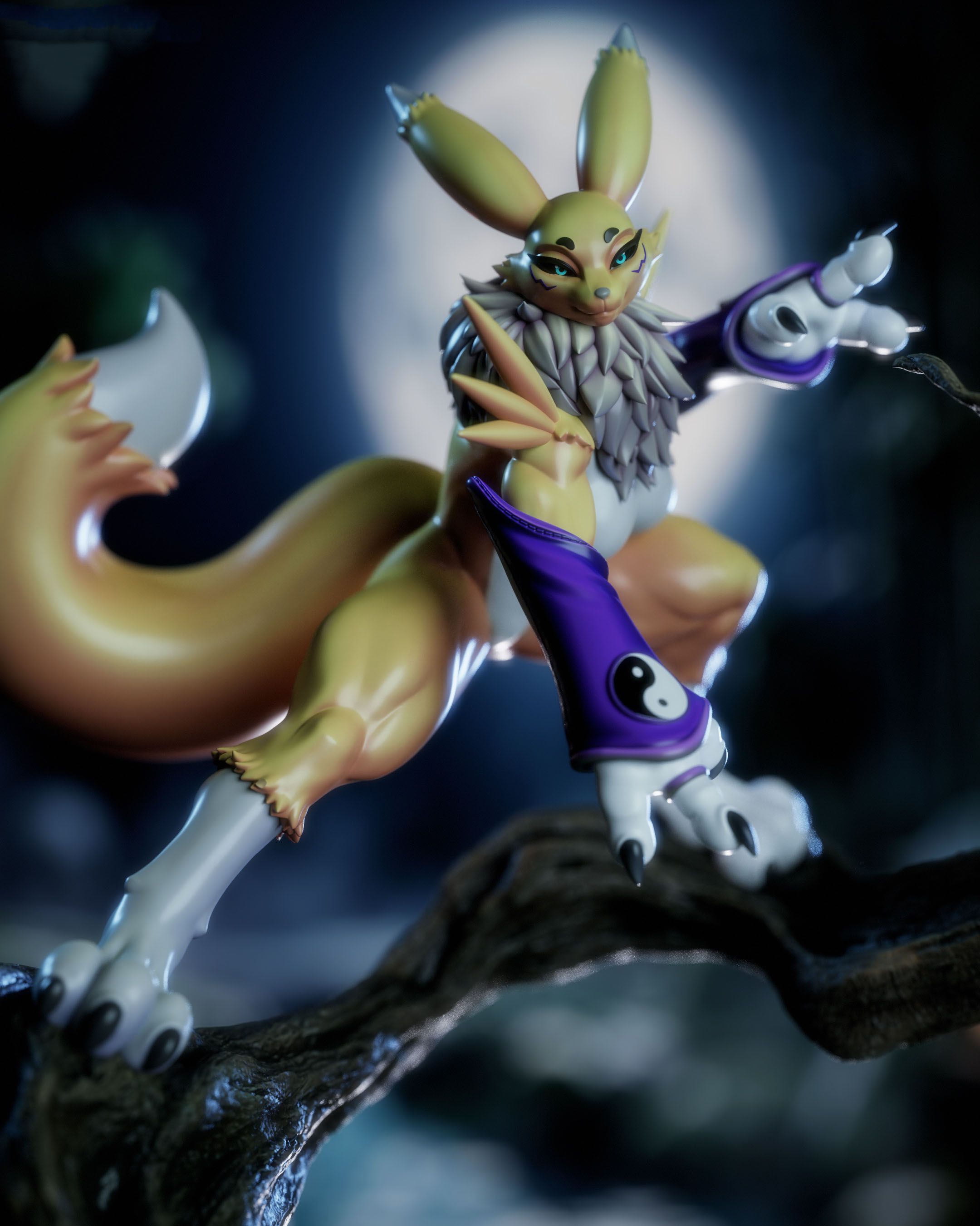 Renamon Furry Tree Statue | Digimon Fan Art by Gatsu SFW,NSFW,Futa 3d printed statue,3d printed,nsfw statue,futa statue,Digimon Statue,Renamon statue,futa figurines,futanari figurines,futanari statue,furry statue