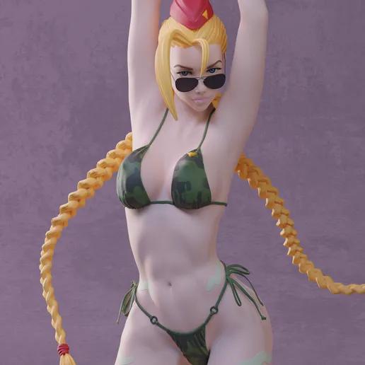 Cammy Bikini Statue | Street Fighter Fan Art by Abe3D SFW,NSFW 3d printed statue,cammy bikini,street fighter,3d printed figure,3d printed,nsfw statue