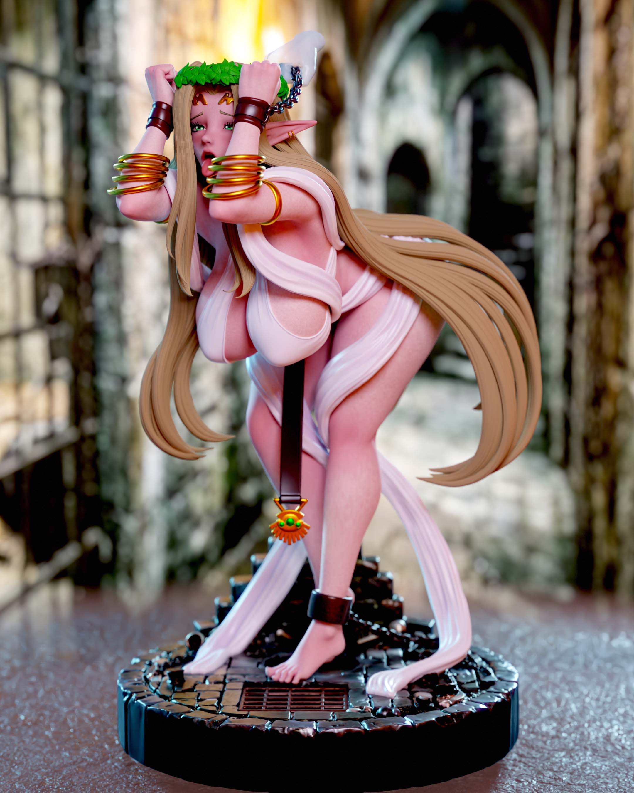 Celestine Lucross Chained Statue | Mahou Kaiju Fan Art by Momoji3d SFW,NSFW 3d printed,3d printed statue,nsfw statue,Celestine Lucross statue,Mahou Kaiju statue