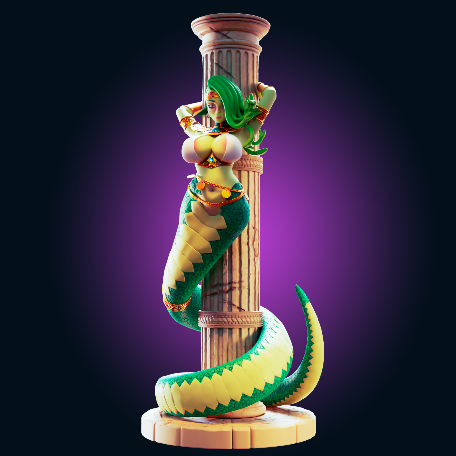 Medusa Snake Girl Statue | Monster Girl Fan Art by Officer Rhu SFW,NSFW,Futa 3d printed,Medusa Snake Girl  statue,futa statue,Monster Girl statue,furry statue,nsfw statue