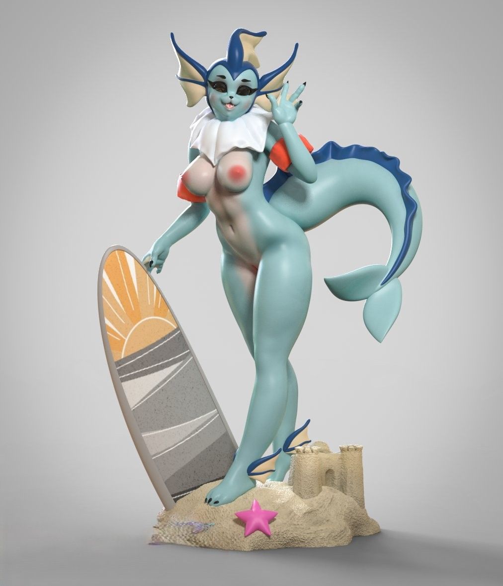 Vaporeon Statue | Pokémon Fan Art by Anyonensfw SFW,NSFW,Futa 3d printed,3d printed statue,nsfw statue,futa statue,furry statue,Vaporeon Statue,Pokémon Statue,futa figurines,futanari figurines,futanari statue