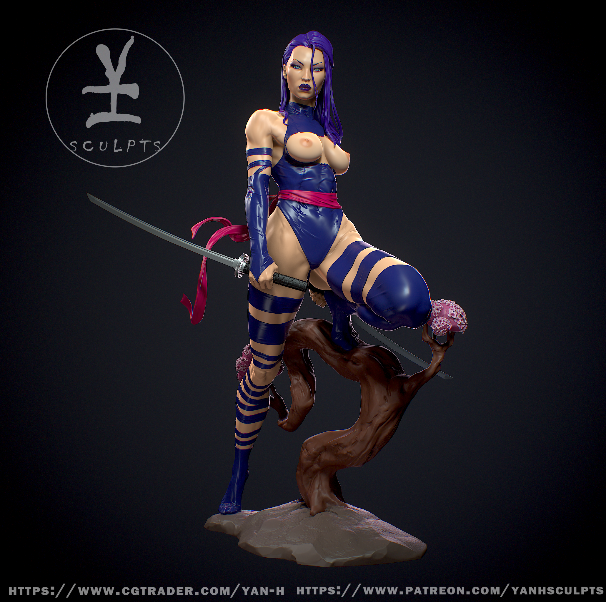 Psylocke Statue | X-Man Fan Art by Yan H SFW,NSFW null