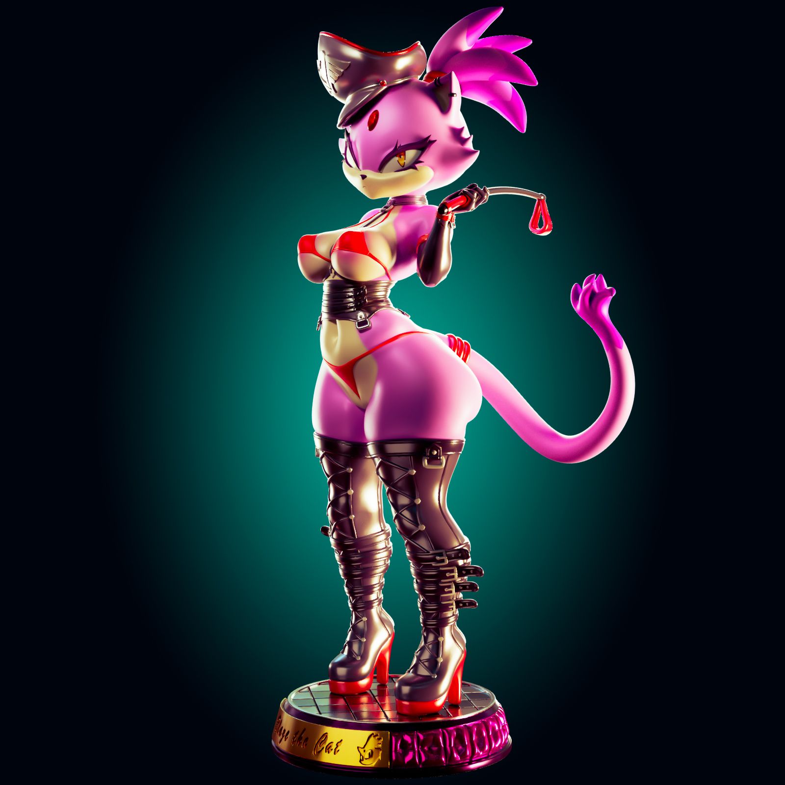 Blaze the Cat Statue | Sonic Fan Art by Officer Rhu SFW,NSFW,Futa 3d printed,Blaze the Cat statue,futa statue,Sonic statue,furry statue,nsfw statue