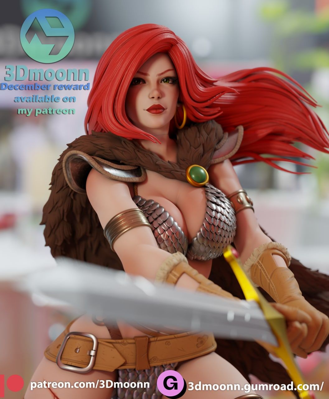 Red Sonja Statue | Marvel Fan Art by 3Dmoonn