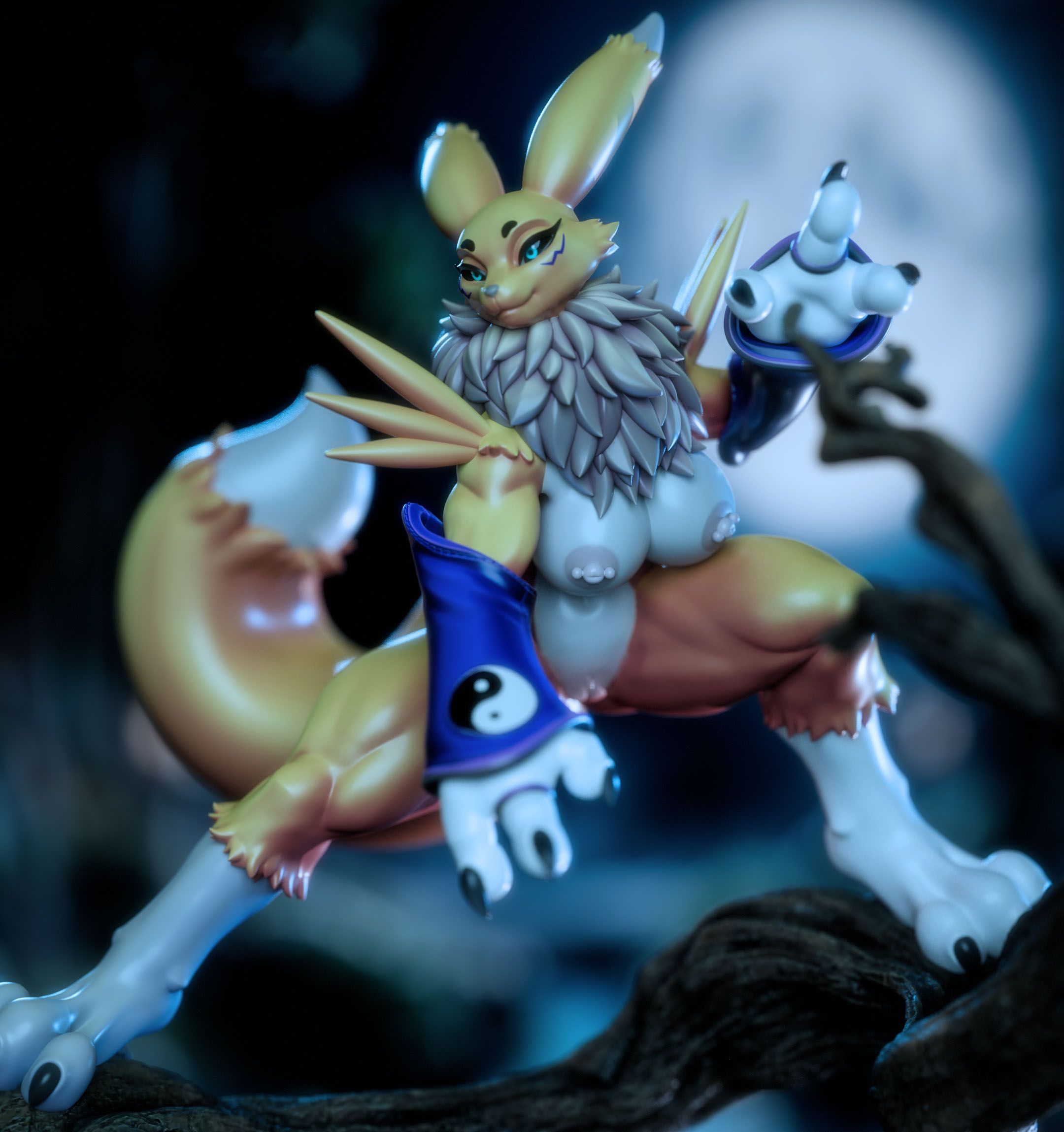 Renamon Furry Tree Statue | Digimon Fan Art by Gatsu SFW,NSFW,Futa 3d printed statue,3d printed,nsfw statue,futa statue,Digimon Statue,Renamon statue,futa figurines,futanari figurines,futanari statue,furry statue