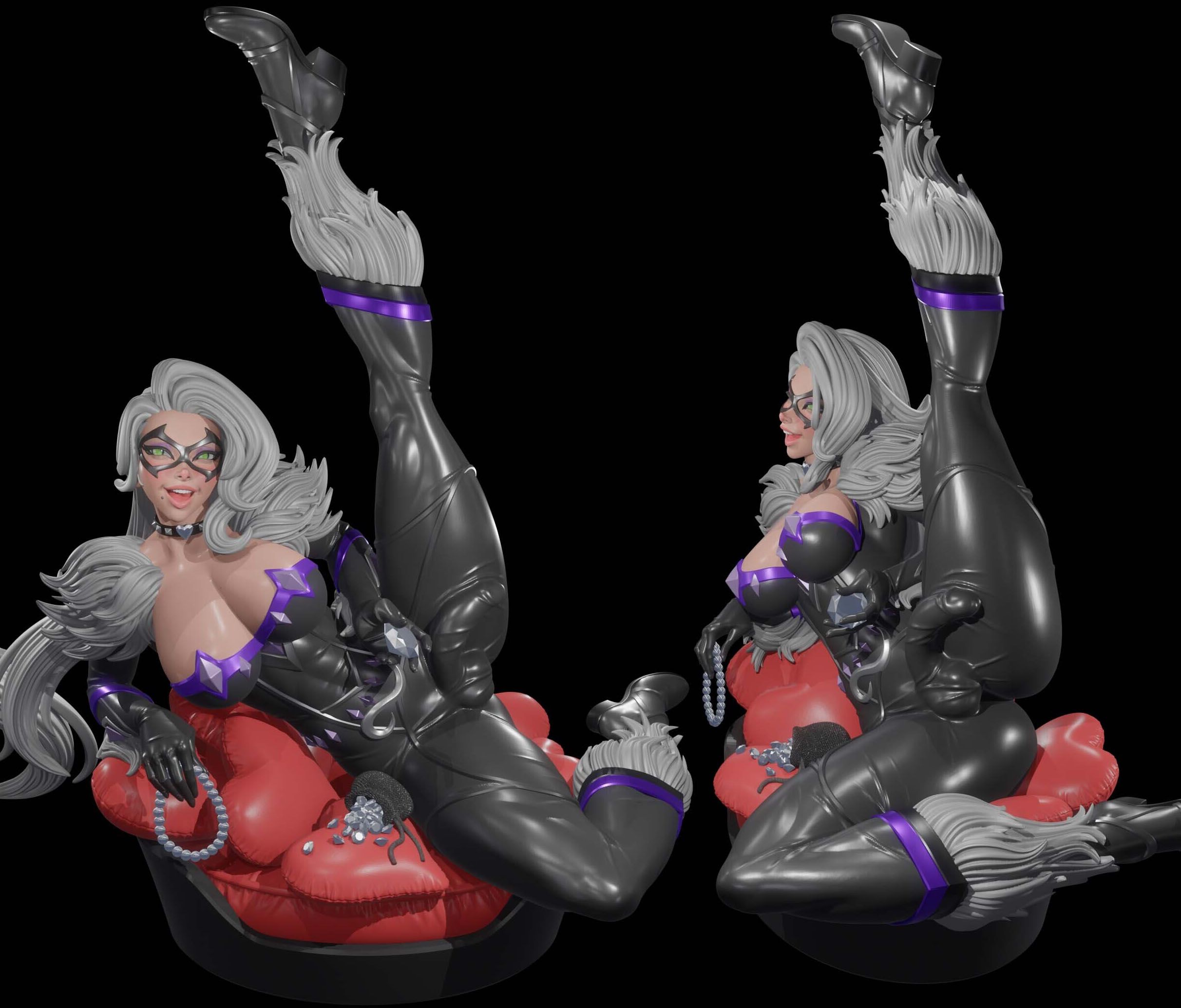 Figura Black Cat Sit | Marvel Fanart autorstwa Digital Dark SFW,NSFW,Futa 3d printed statue,3d printed,nsfw statue,futa statue,Marvel Statue,Black Cat Statue,futa figurines,futanari figurines,futanari statue