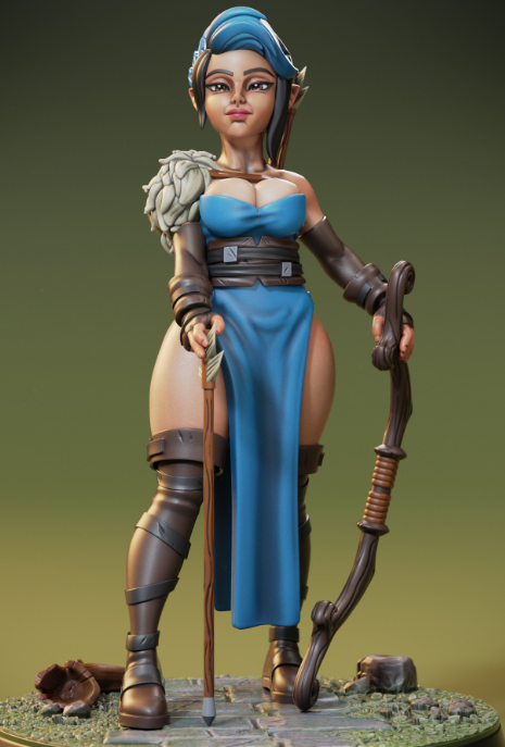 Elite Elven Archer Vyx Miniature | DnD Fan Art by Jigglystix SFW 3d printed,miniature,dnd miniature,Elite Elven Archer Vyx,3d printed miniature