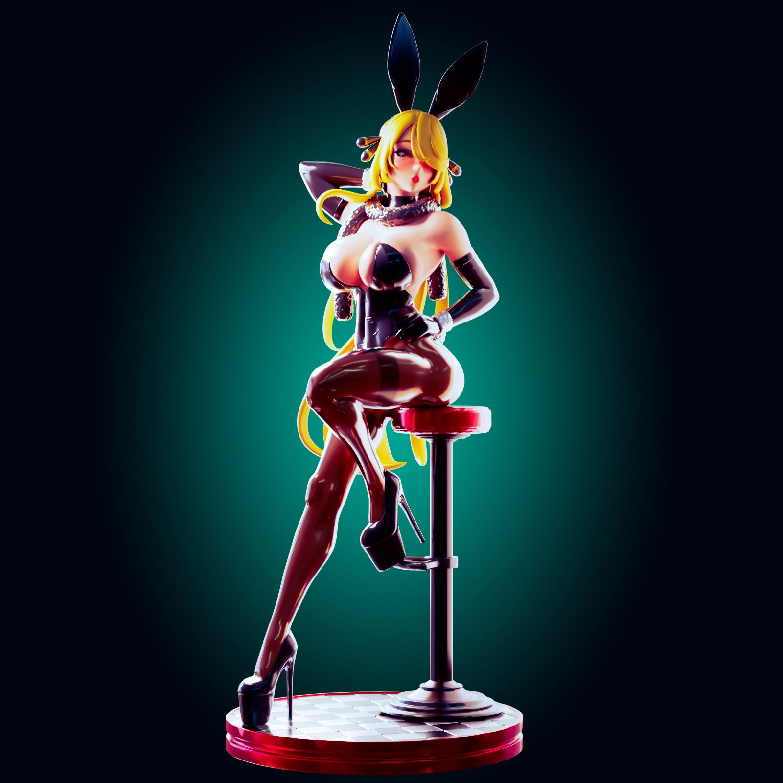 Cynthia Bunny Suit Statue | Pokémon Fan Art by Officer Rhu SFW,NSFW,Futa 3d printed statue,3d printed,nsfw statue,futa statue,Cynthia Bunny Suit Statue,pokemon statue