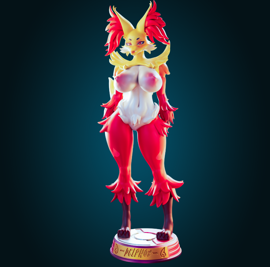 Delphox Thicc Statue | Pokémon Fan Art by Officer Rhu SFW,NSFW,Futa null