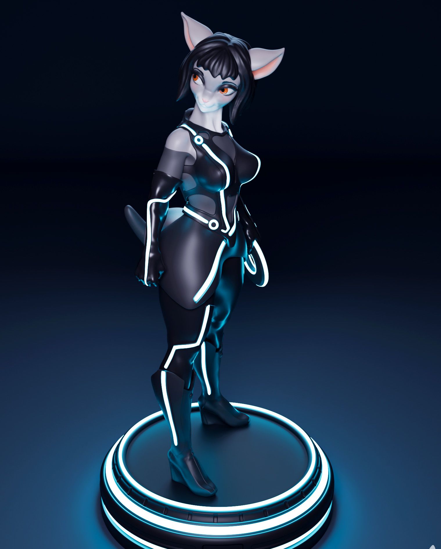 Quorra Furry Statue | Tron Fan Art by mowmaw SFW 3d printed,3d printed statue,Quorra statue,Tron statue,furry statue