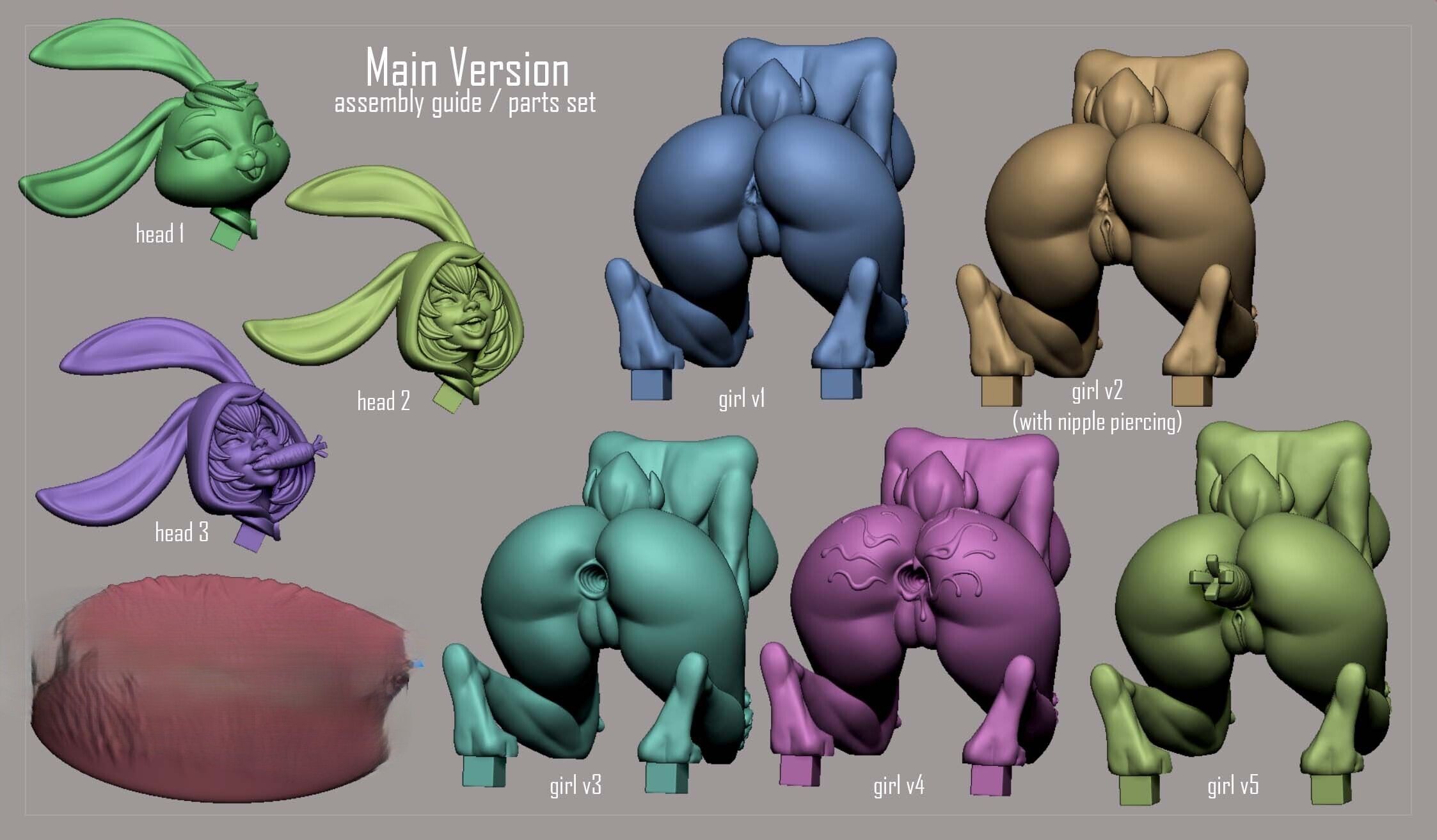 Estatua Bella Bunny Girl y Furry | Original por Digital Dark NSFW,Futa 3d printed statue,3d printed,nsfw statue,futa statue,3d printed figure,Bella Bunny Girl Statue,furry statue