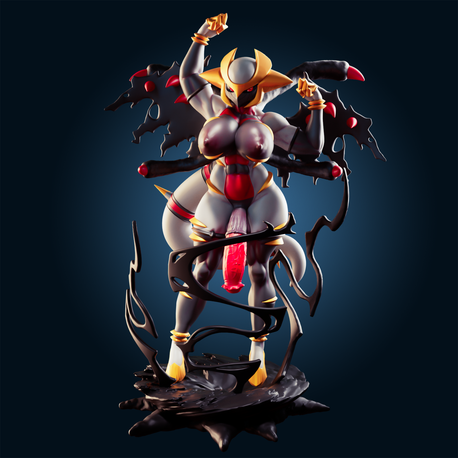 Giratina Muscle Mommy Statue | Pokémon Fan Art by Officer Rhu SFW,NSFW,Futa 3d printed,Giratina statue,futa statue,pokemon statue,furry statue,nsfw statue