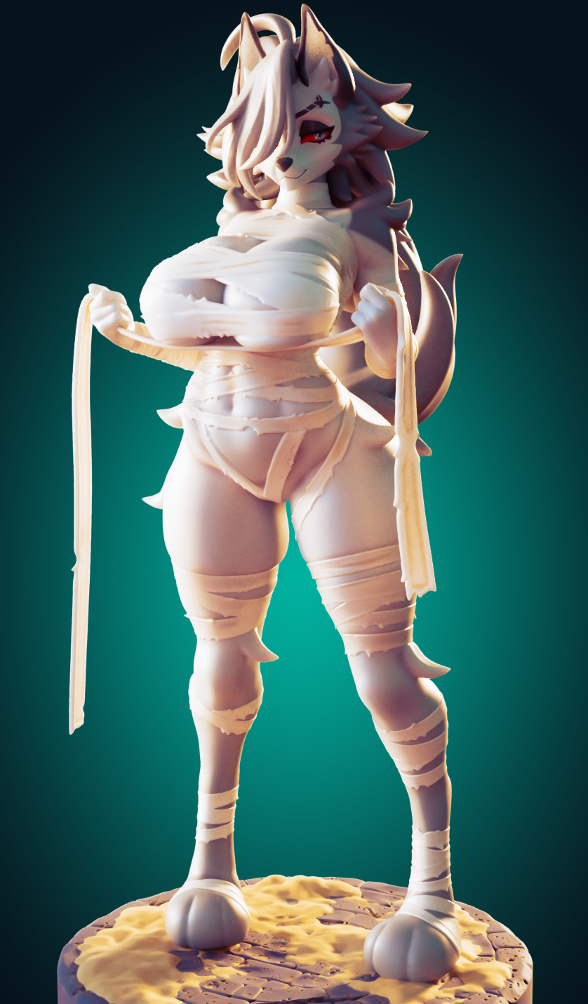 Loona Mummy Statue | Helluva Boss Fan Art by Officer Rhu SFW,NSFW,Futa 3d printed statue,3d printed,futa statue,futa figurines,futanari figurines,futanari statue,furry statue,nsfw statue,Loona Mummy Statue,Helluva Boss Statue