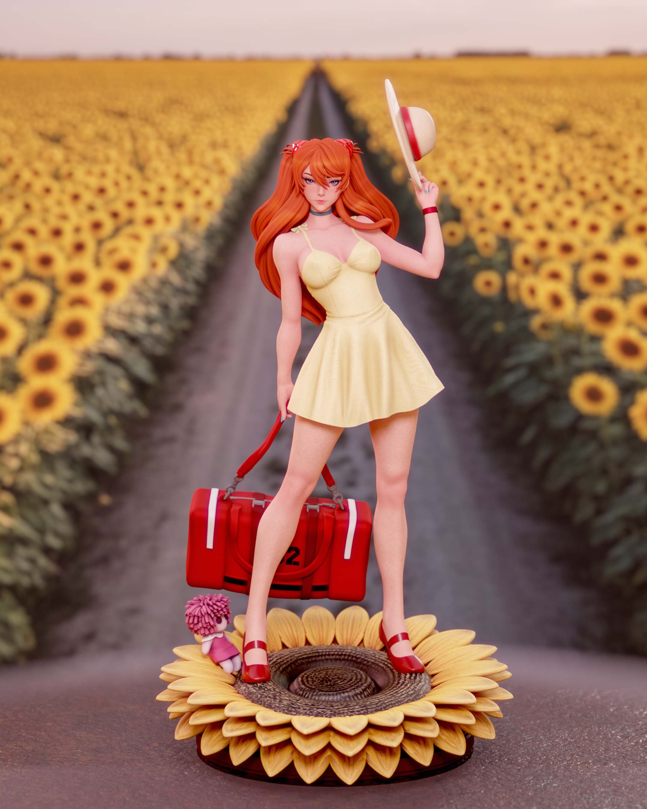 Asuka Statue | Evangelion Fan Art by Momoji3d SFW,NSFW 3d printed statue,3d printed,nsfw statue,evangelion statue,Asuka statue