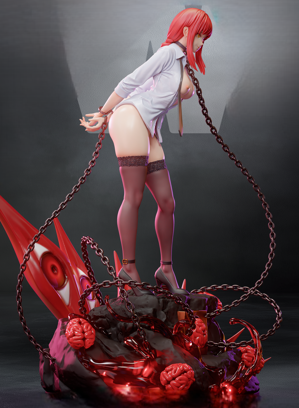 Makima Statue | Chainsaw Man Fan Art by CW Studios NSFW 3d printed statue,Chainsaw Man Statue,3d printed,Makima Statue,3d printed figure