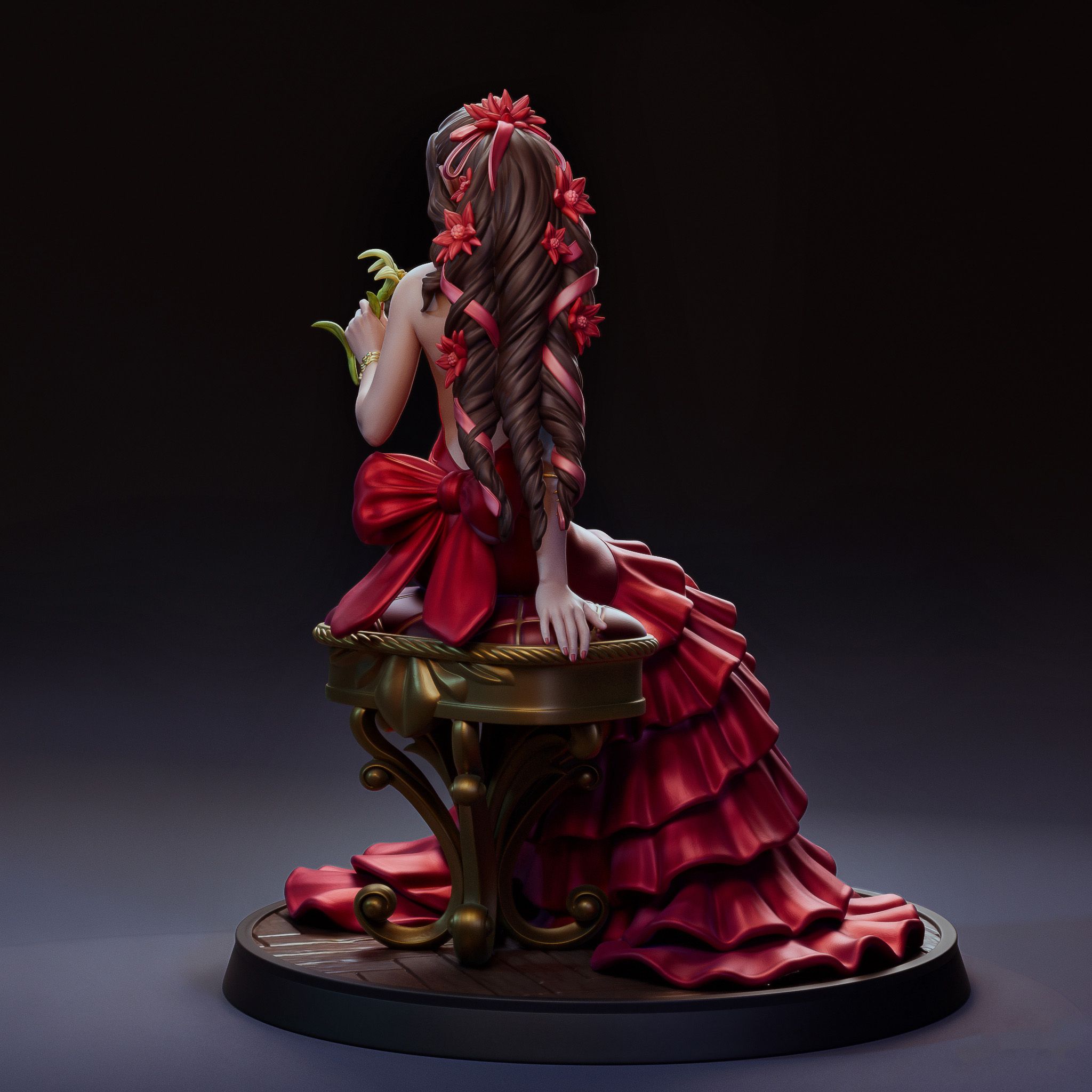 Aerith in Red Dress Statue | Final Fantasy Fan Art by Bulkamancer SFW 3d printed statue,3d printed,Aerith Statue,3d printed figure,Final Fantasy statue