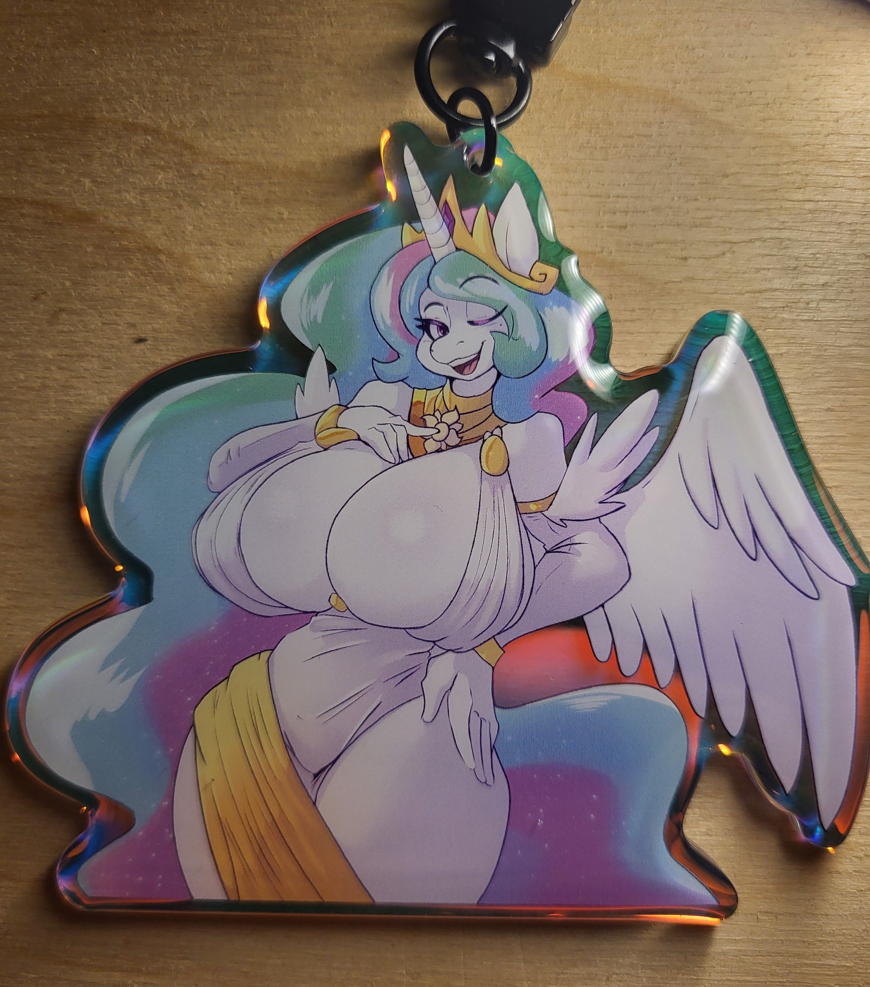 Princess Celestia V3 Furry Keychain | My Little Pony Acrylic Keychain SFW My Little Pony,Princess Celestia Keychain,furry keychain,sfw keychain