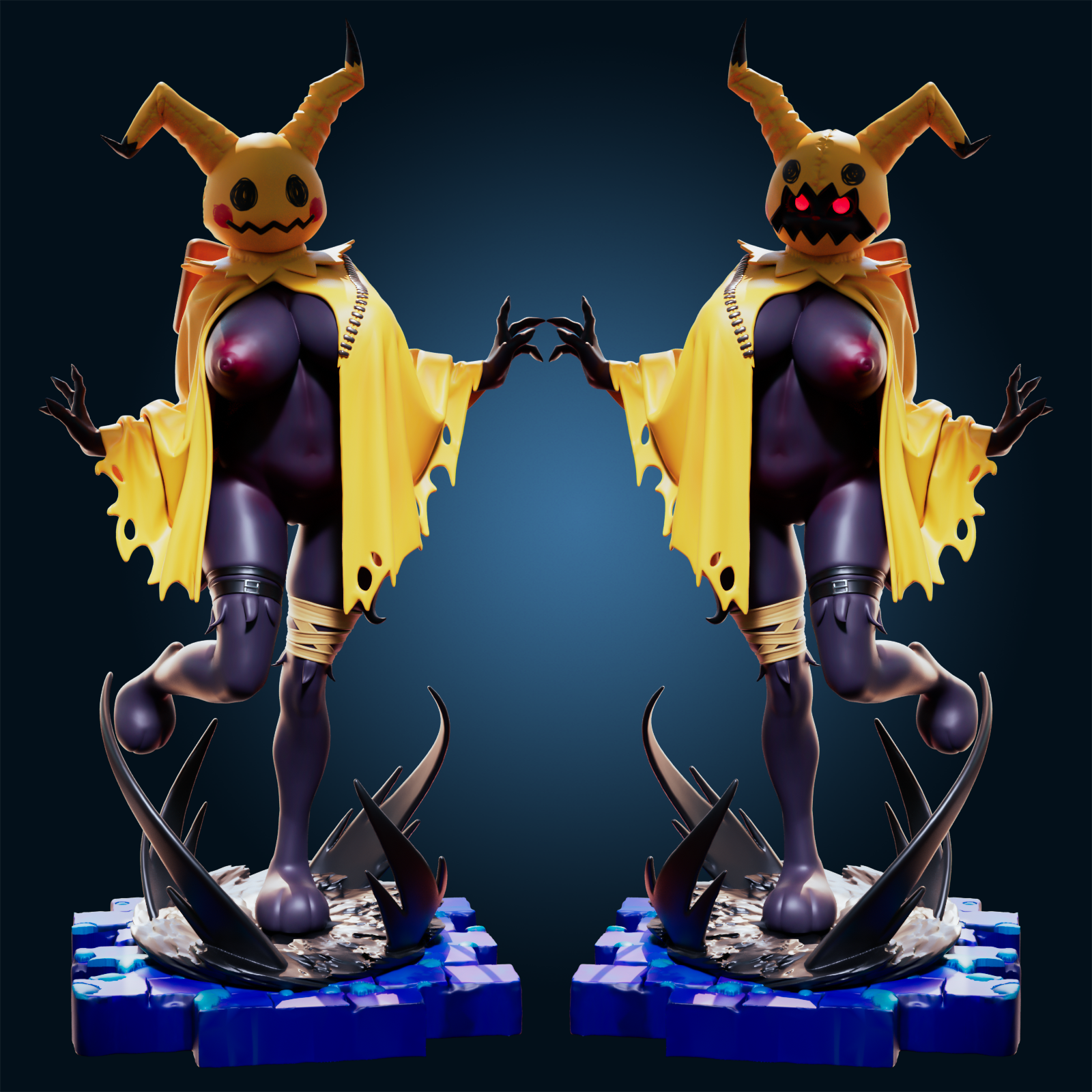 Mimikyu Curvy Statue | Pokémon Fan Art by Officer Rhu SFW,NSFW,Futa 3d printed,Mimikyu Curvy statue,futa statue,pokemon statue,furry statue,nsfw statue