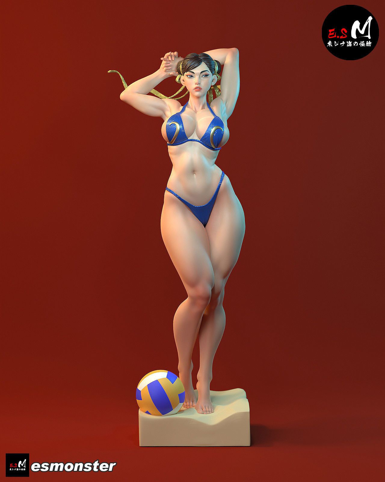 Chun-li Bikini Statue | Street Fighter Fan Art by E.S Monster SFW,NSFW null
